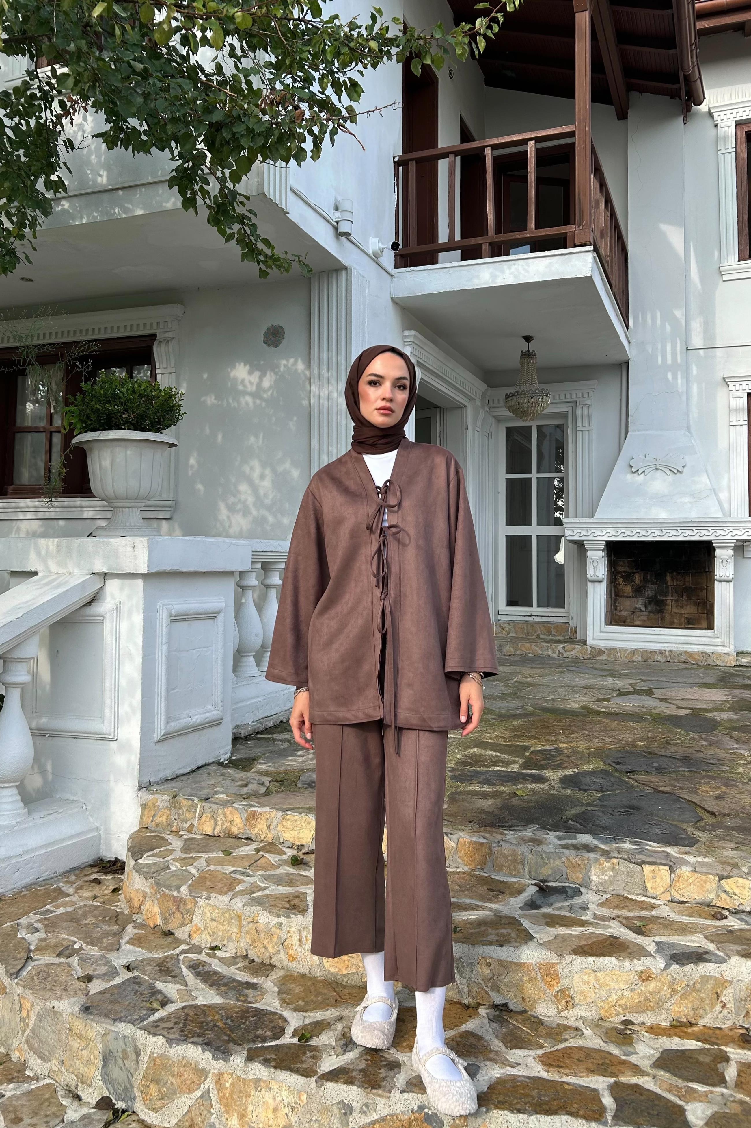 Bağlamalı Süet Takım - KAHVE Bağlamalı Süet Takım - KAHVE