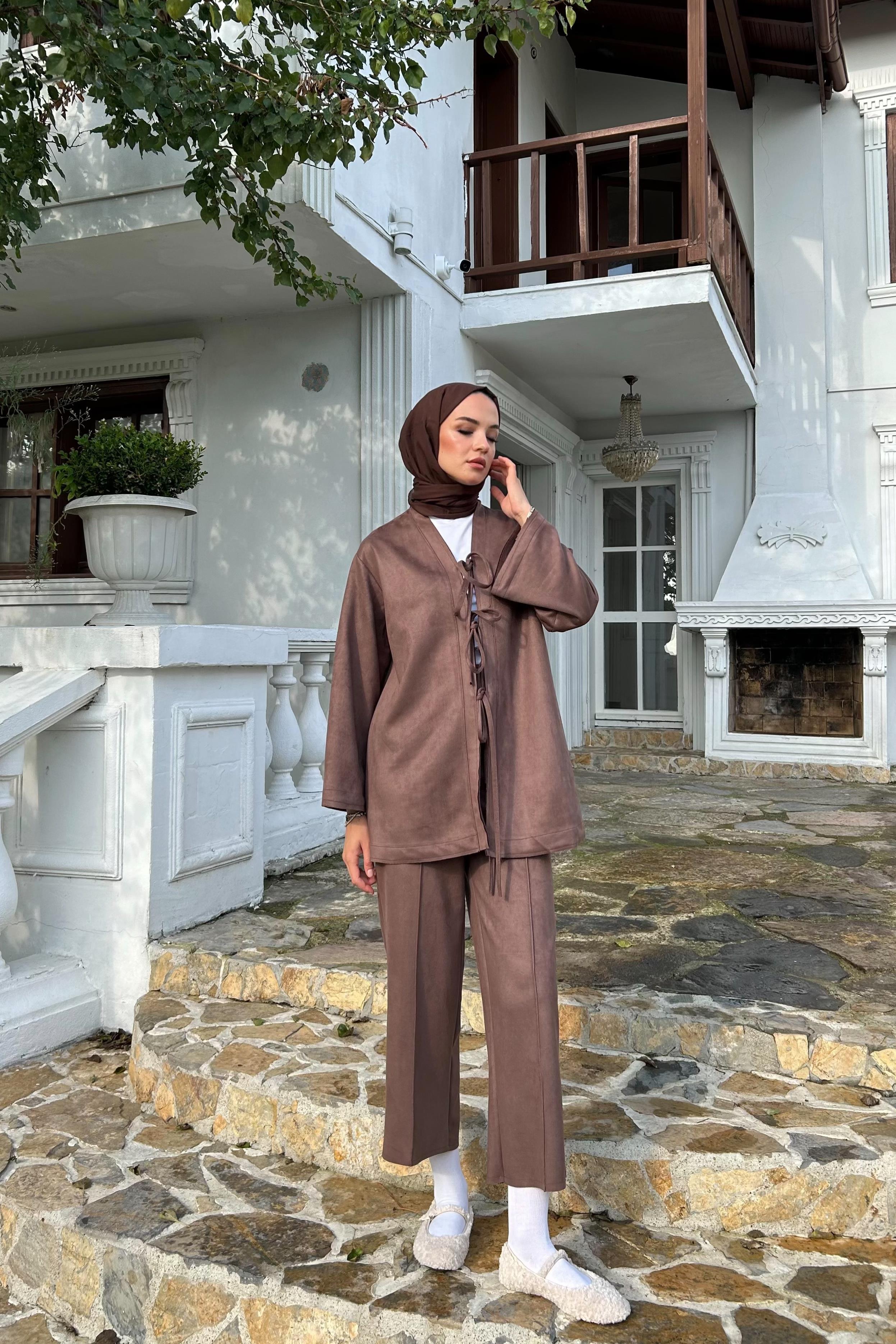 Bağlamalı Süet Takım - KAHVE Bağlamalı Süet Takım - KAHVE