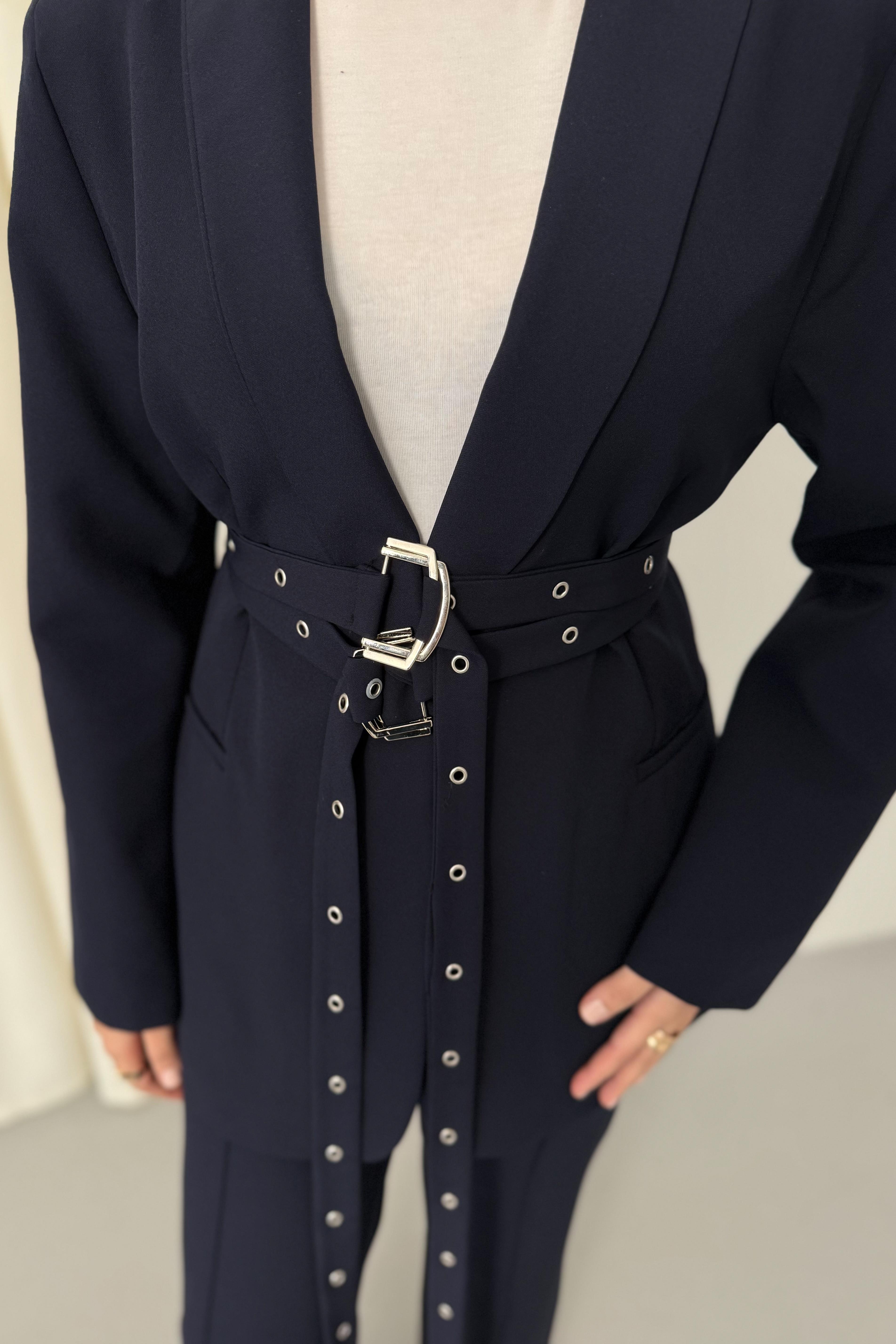 Çift Kemerli Blazer Takım - Lacivert Çift Kemerli Blazer Takım - Lacivert