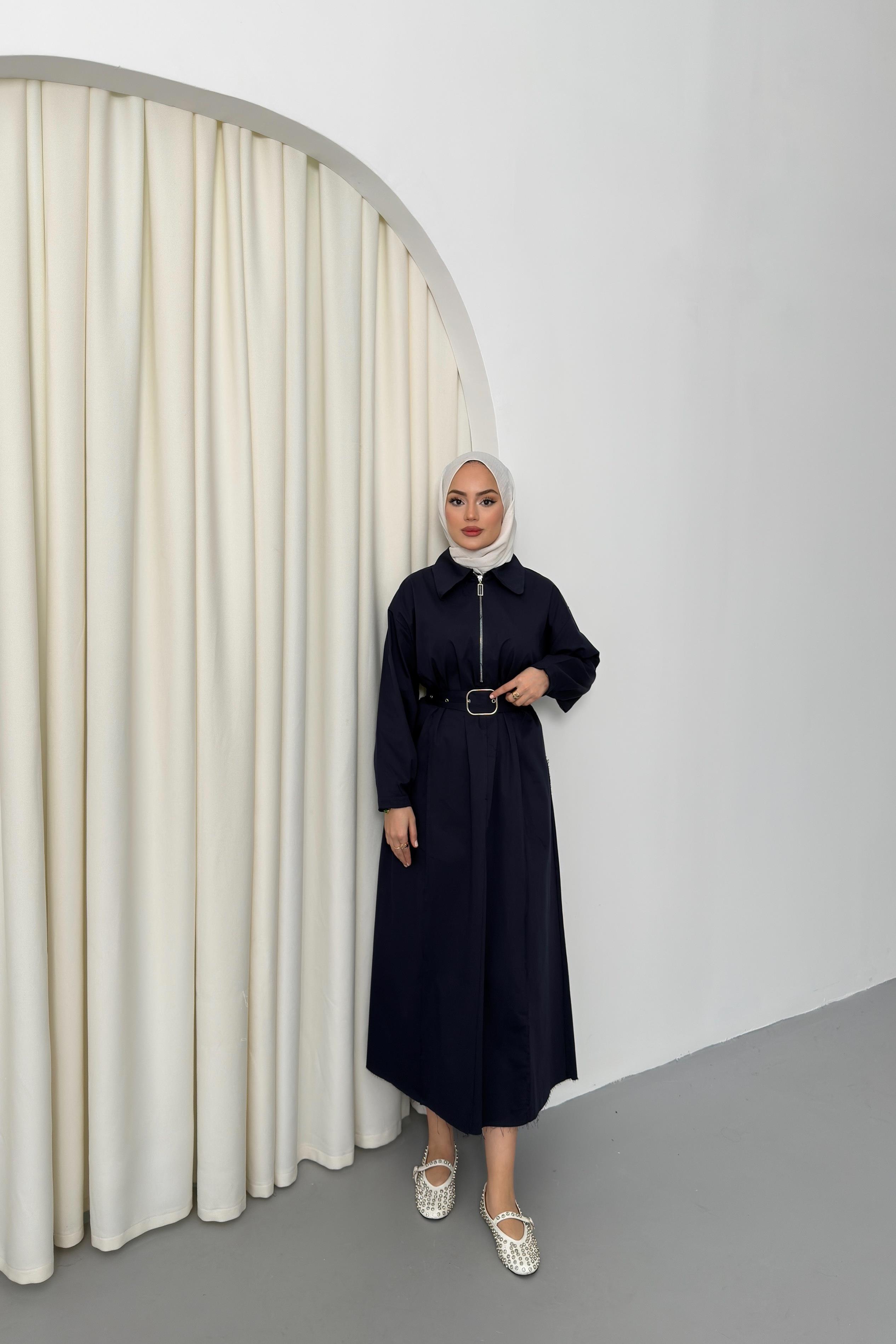 Fermuarlı Oversize Elbise - Lacivert Fermuarlı Oversize Elbise - Lacivert