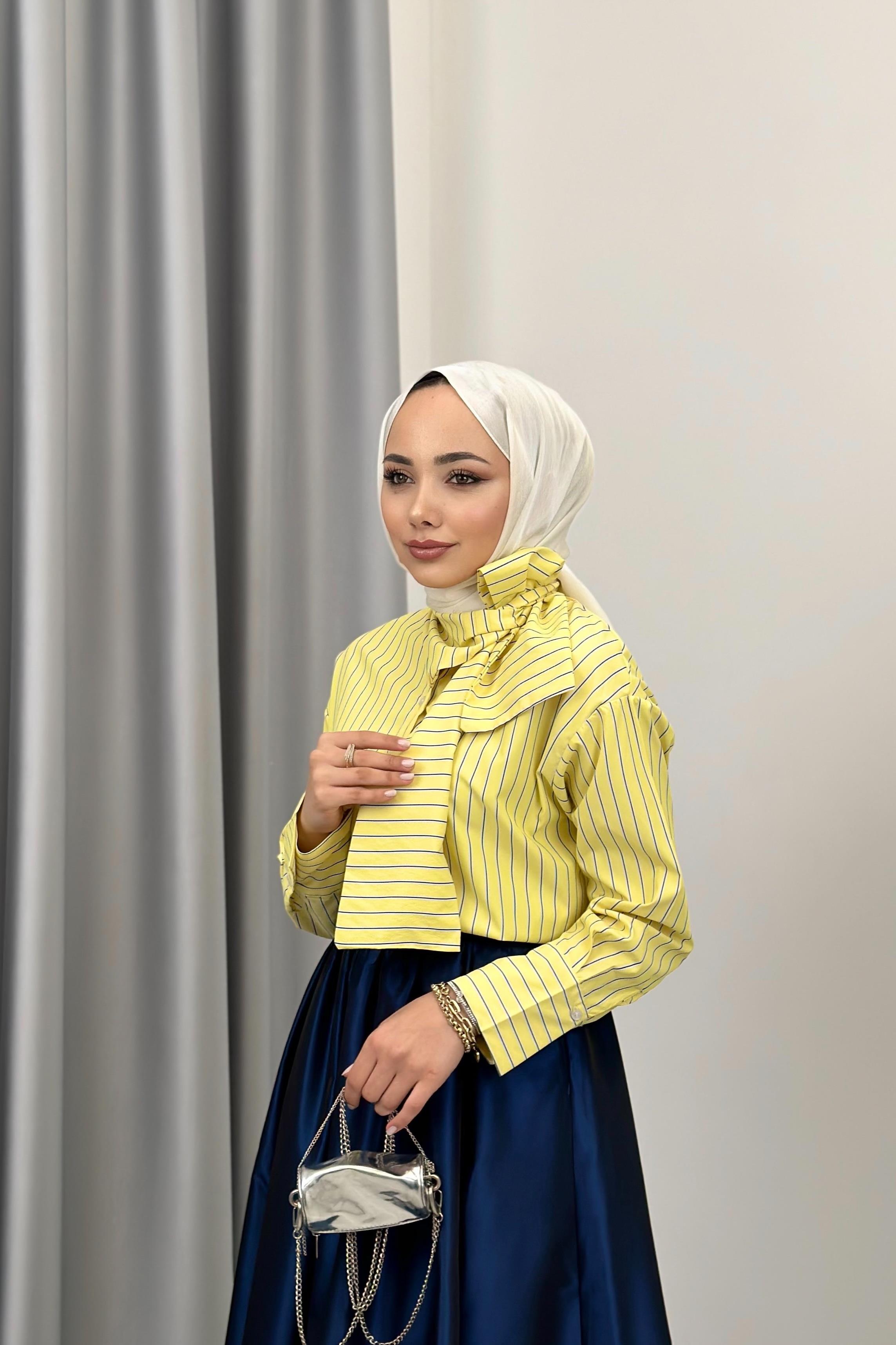 FULAR YAKA GÖMLEK - SARI FULAR YAKA GÖMLEK - SARI