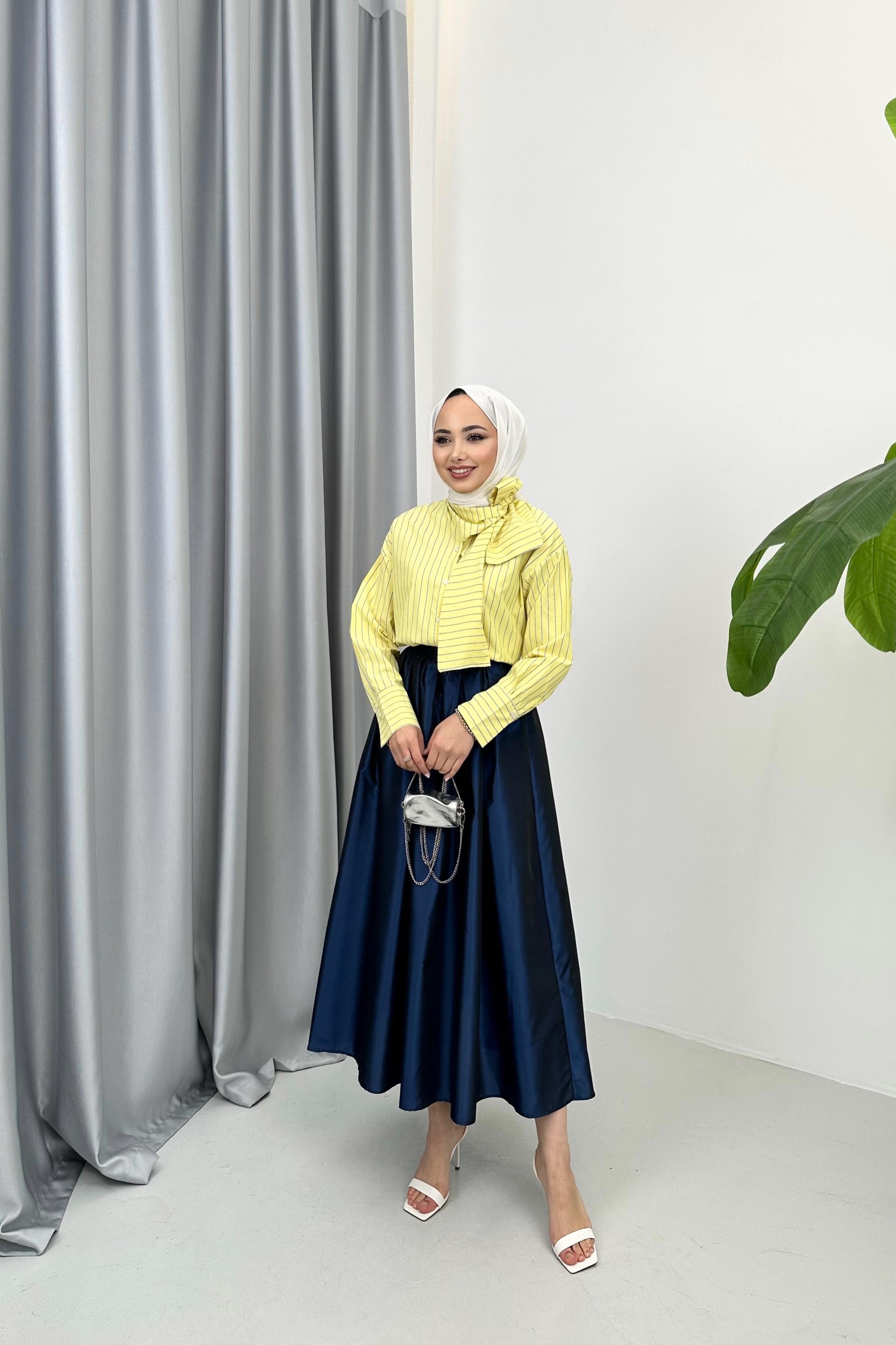 FULAR YAKA GÖMLEK - SARI FULAR YAKA GÖMLEK - SARI