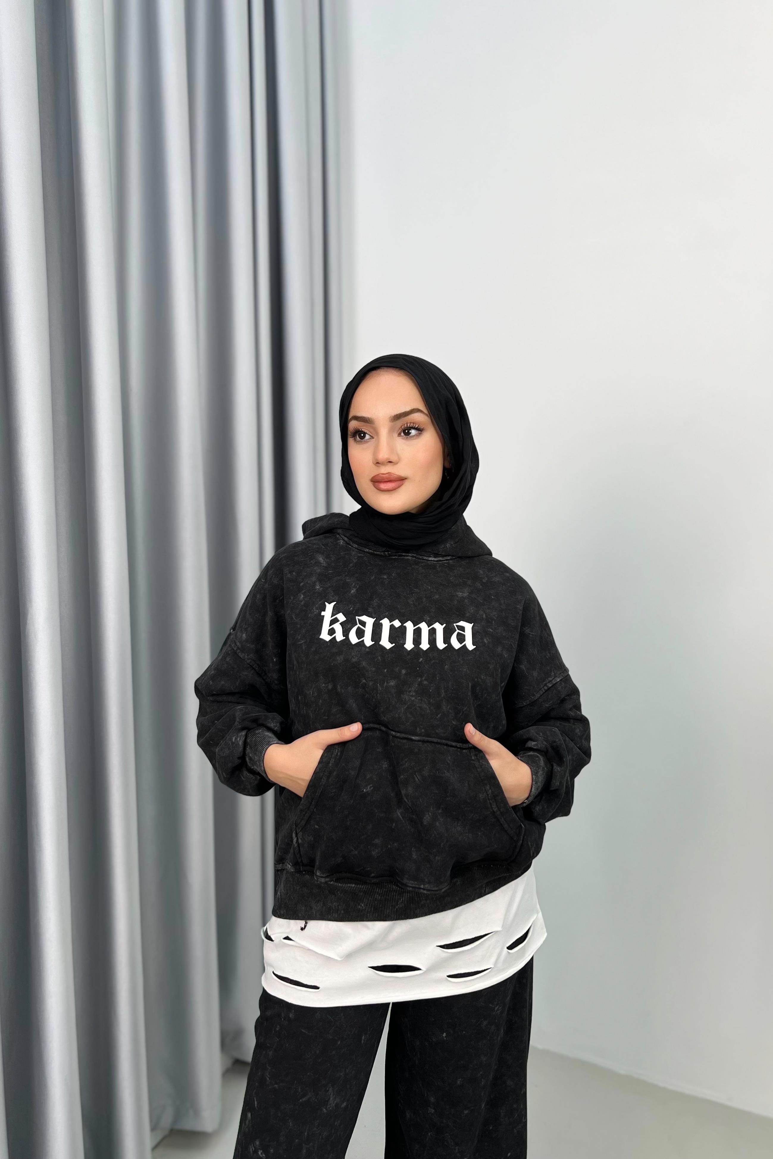 Kapüşonlu Karma Spor Takım - SİYAH Kapüşonlu Karma Spor Takım - SİYAH