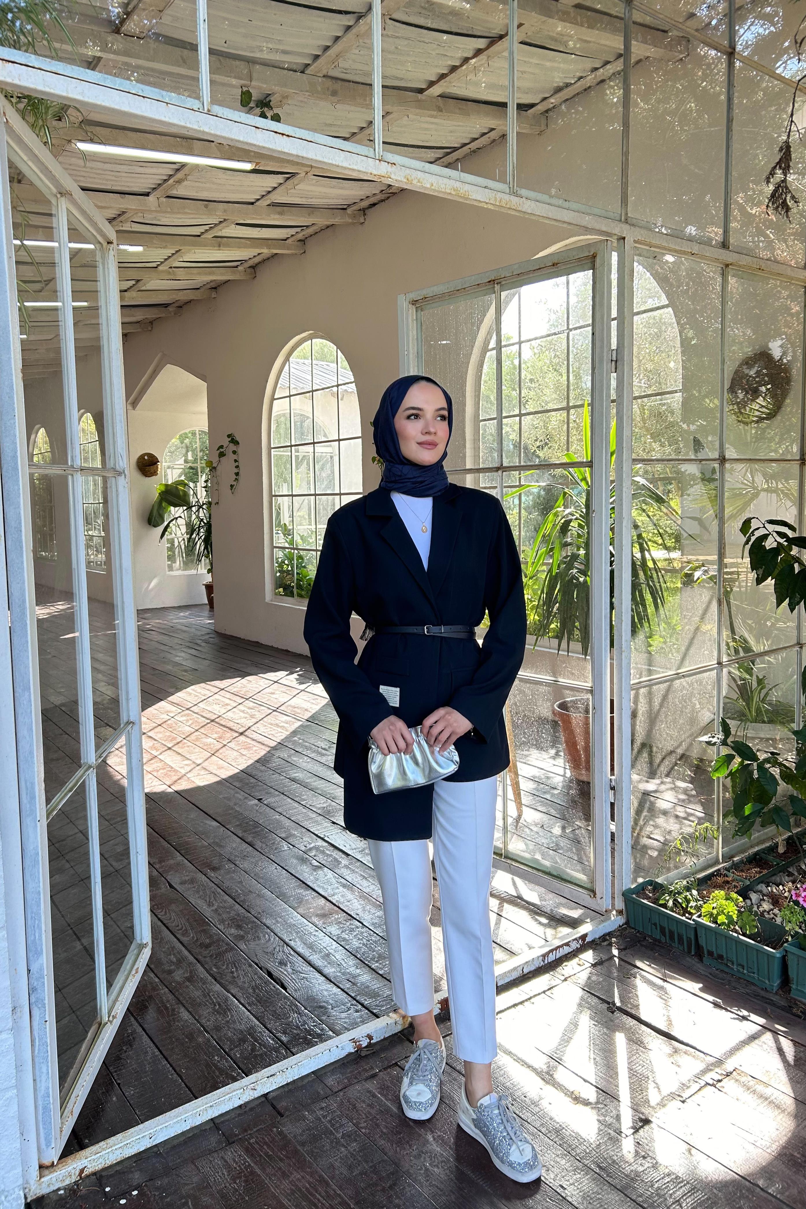 Kemerli Blazer Ceket - LACİVERT Kemerli Blazer Ceket - LACİVERT