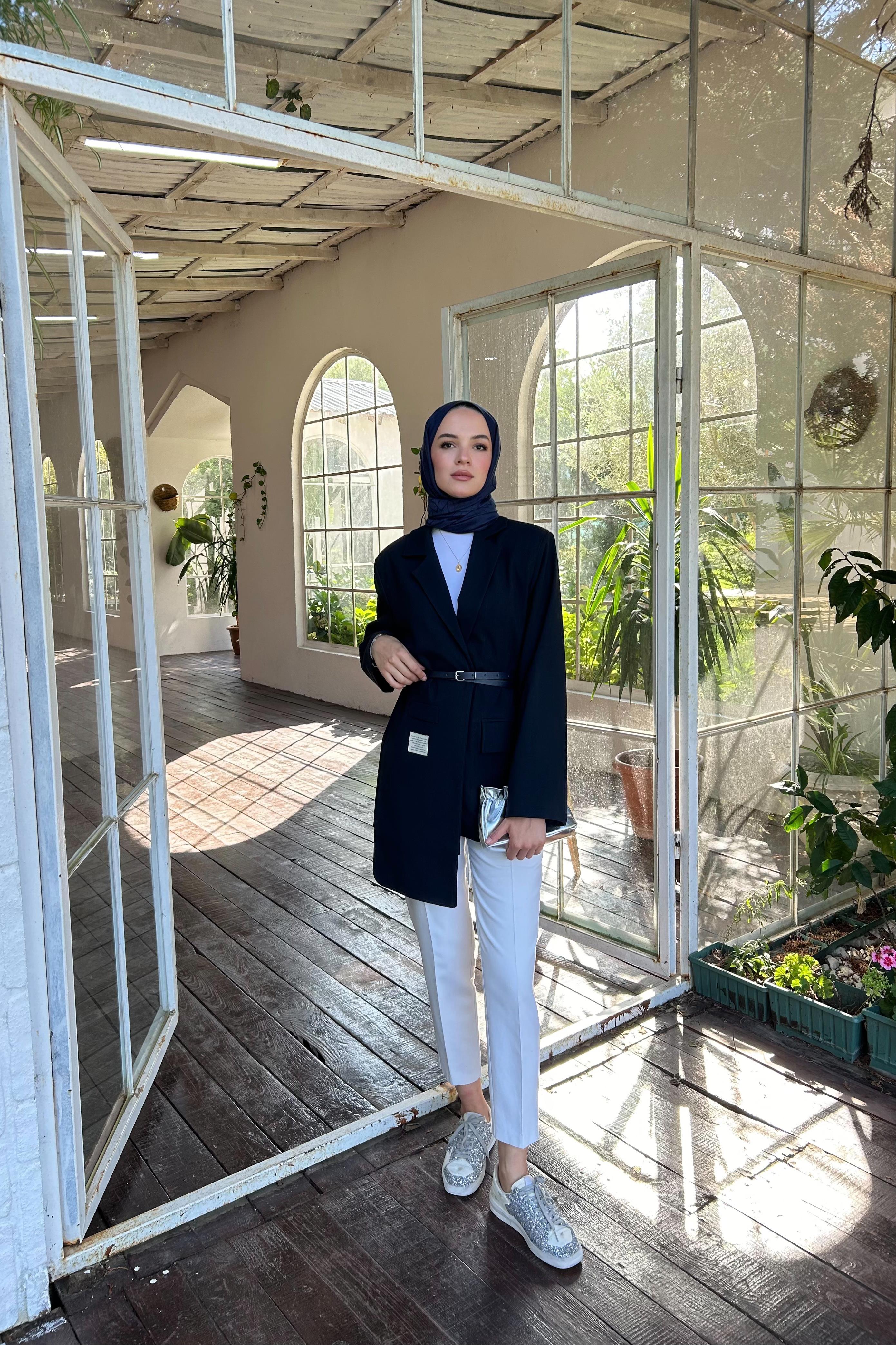 Kemerli Blazer Ceket - LACİVERT Kemerli Blazer Ceket - LACİVERT
