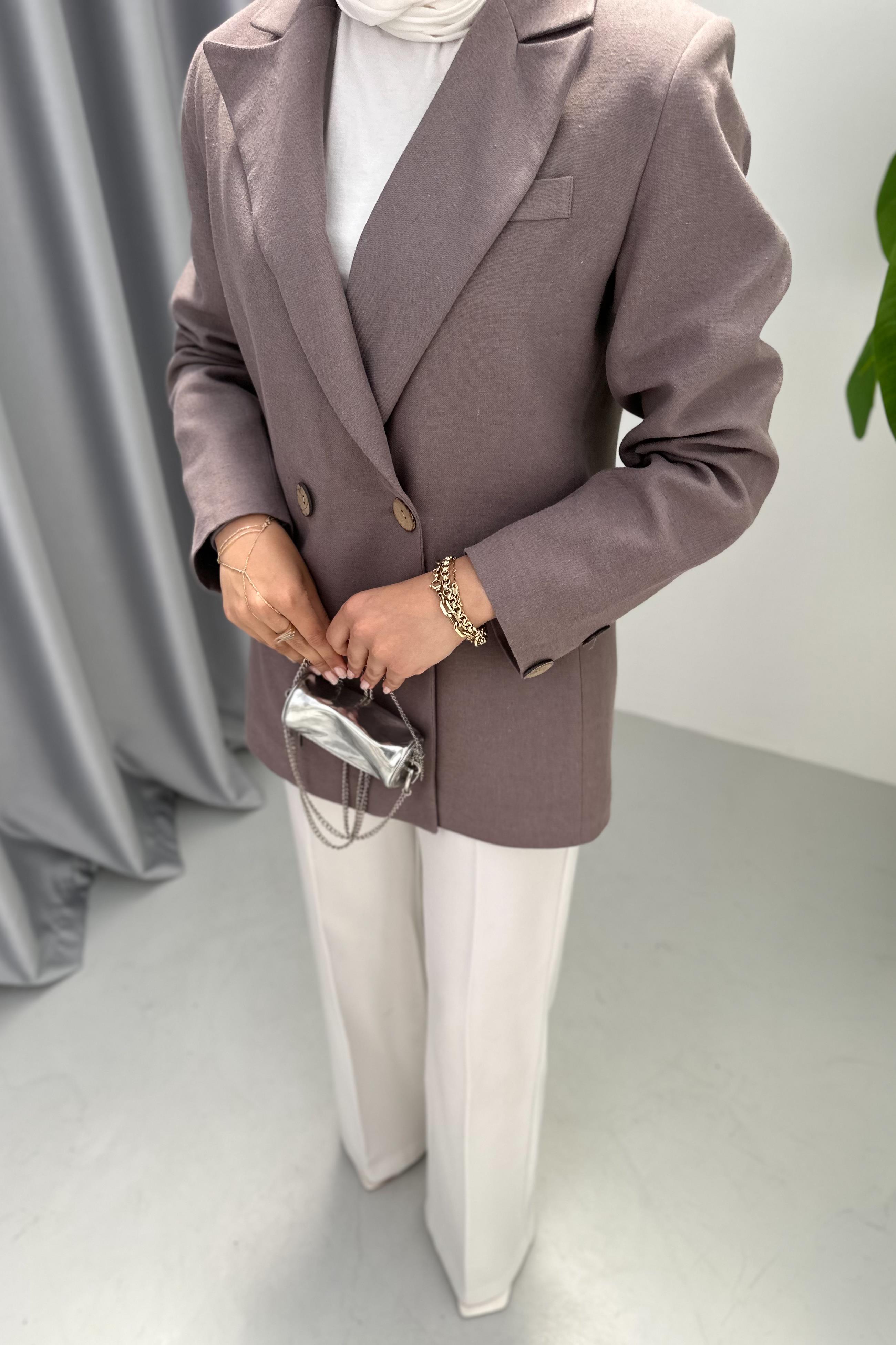 KETEN BLAZER CEKET - ANTRASİT KETEN BLAZER CEKET - ANTRASİT