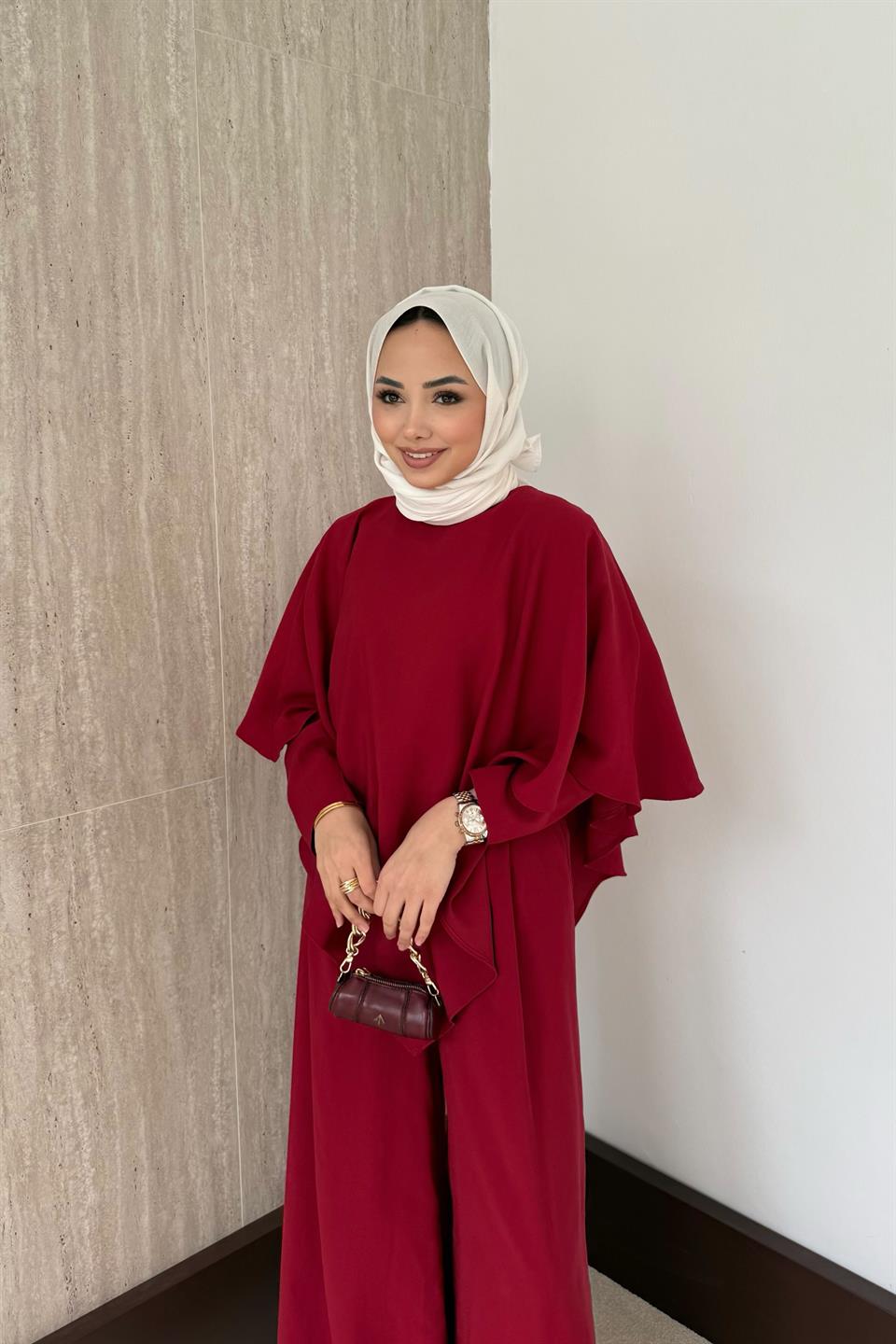 3 Parçalı Modal Pantolonlu Takım - Kırmızı