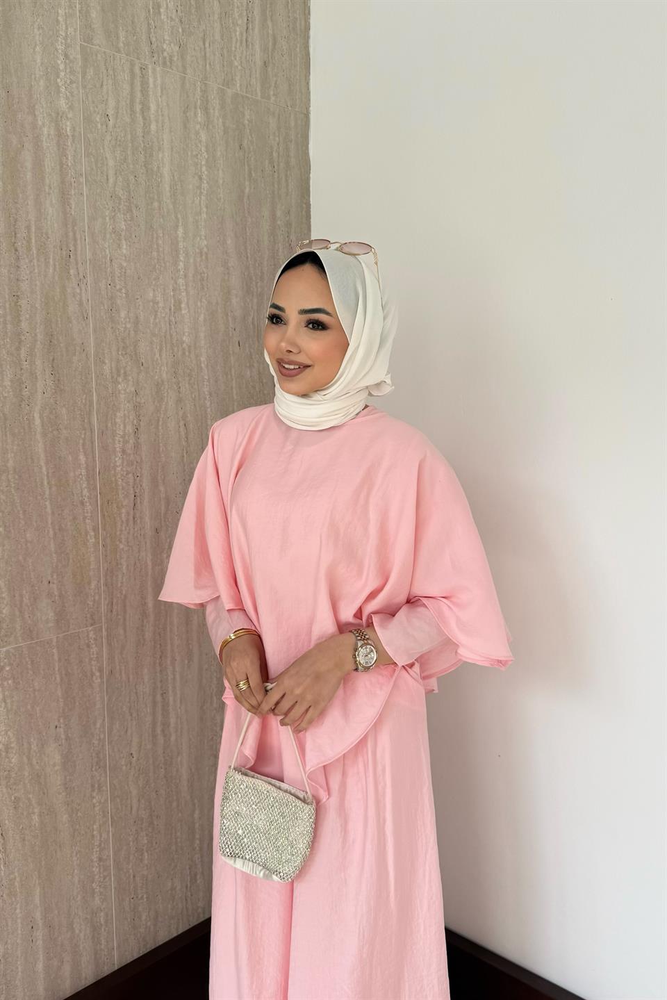 3 Parçalı Modal Pantolonlu Takım - Pembe