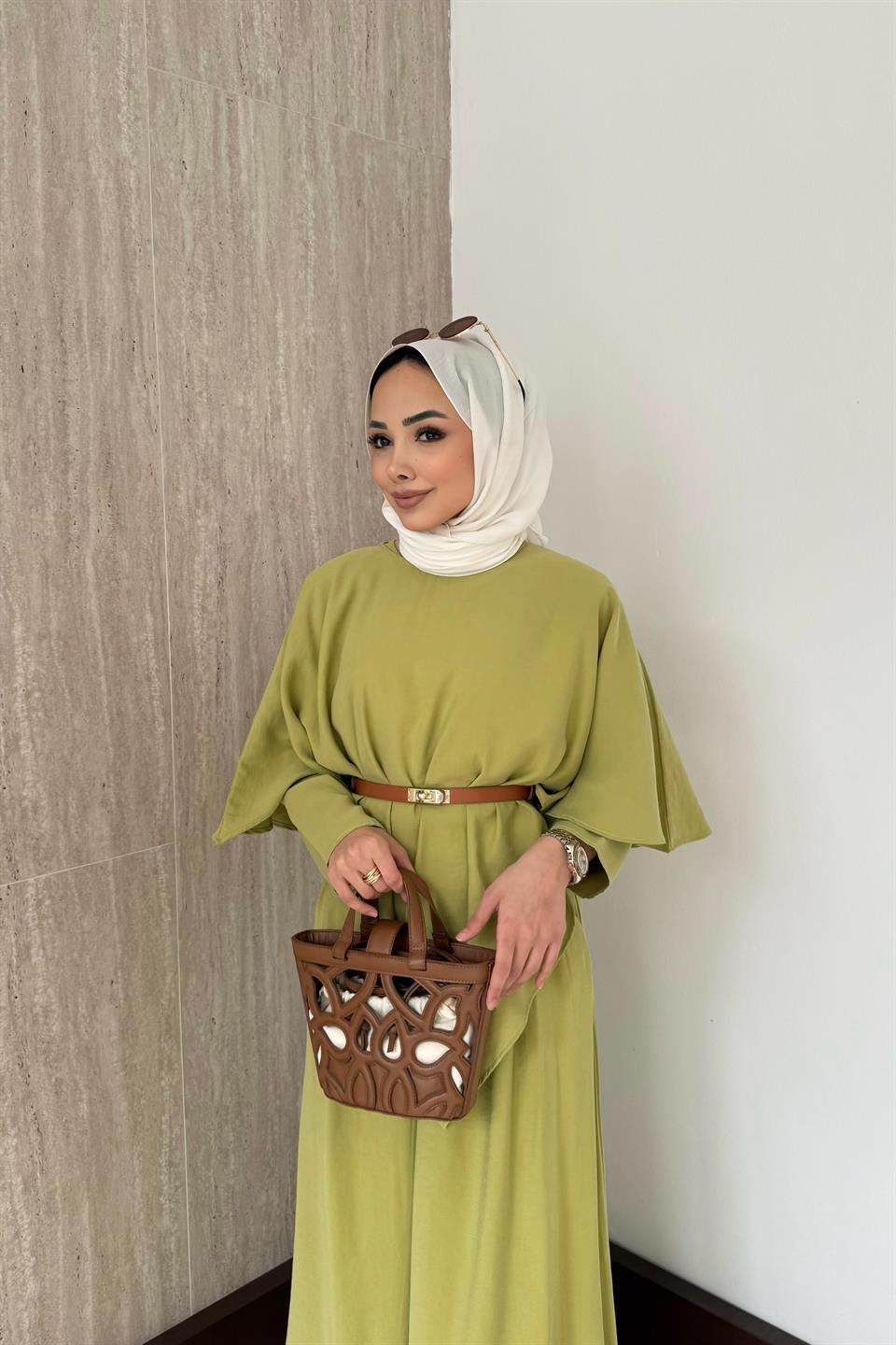 3 Parçalı Modal Pantolonlu Takım - Yağ Yeşili