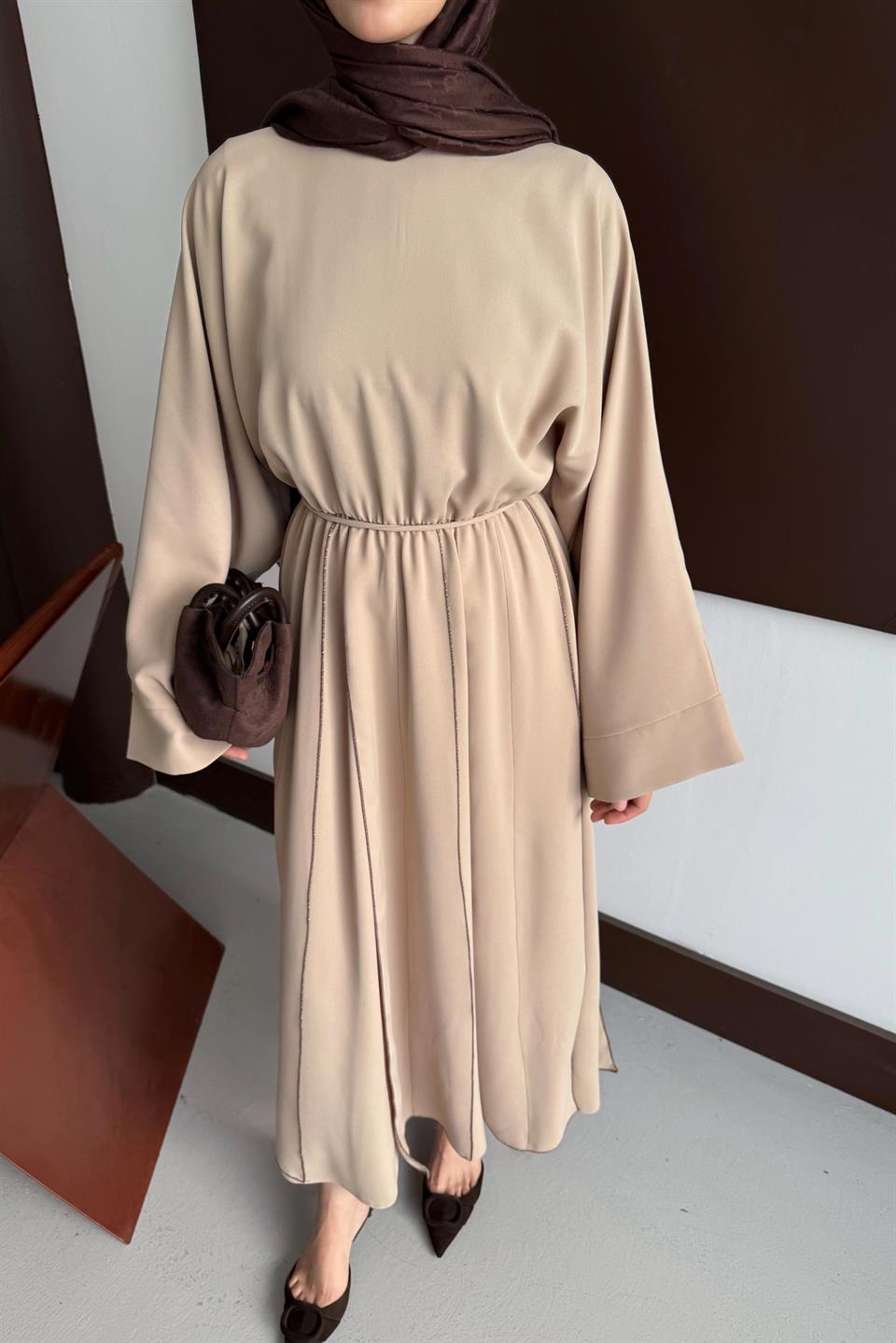 Aller Elastic Waist Dress - Stone