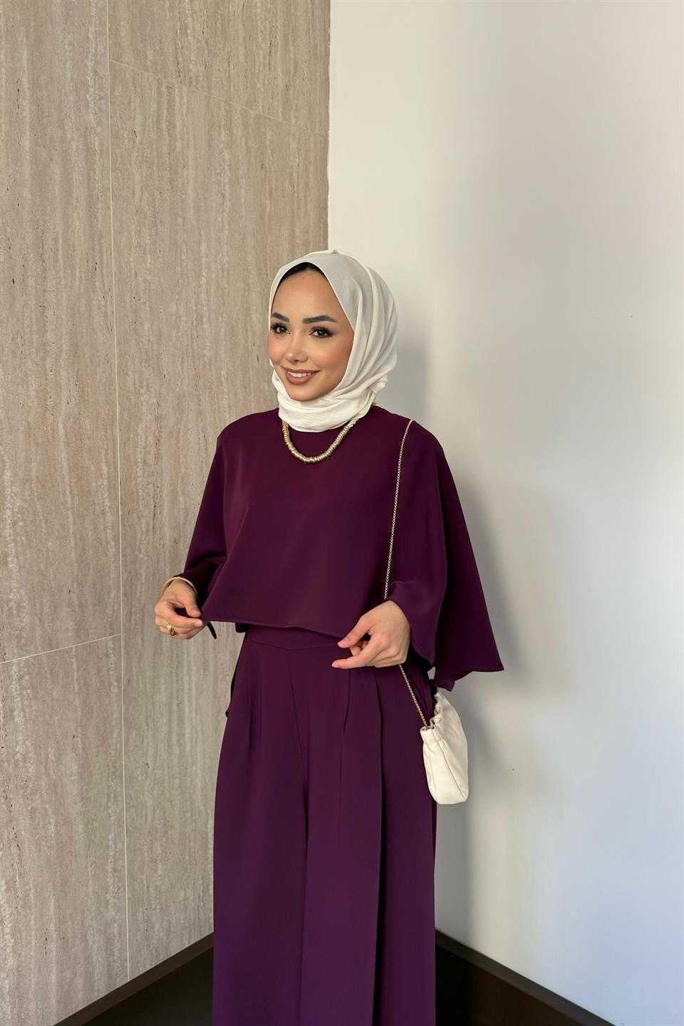 Aller Parçalı Pantolonlu Takım - Mürdüm