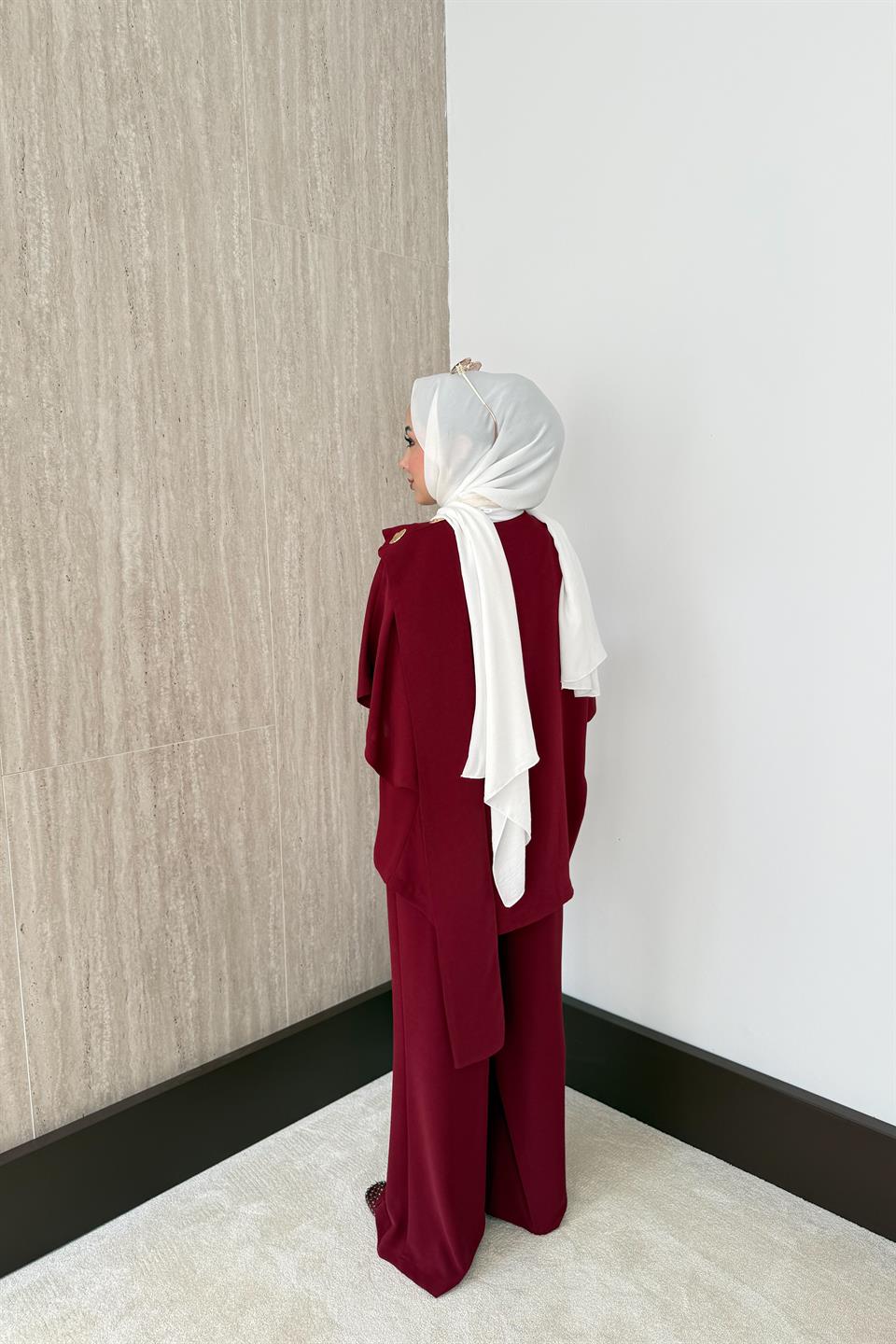 Apoletli Pantolonlu Takım - Bordo