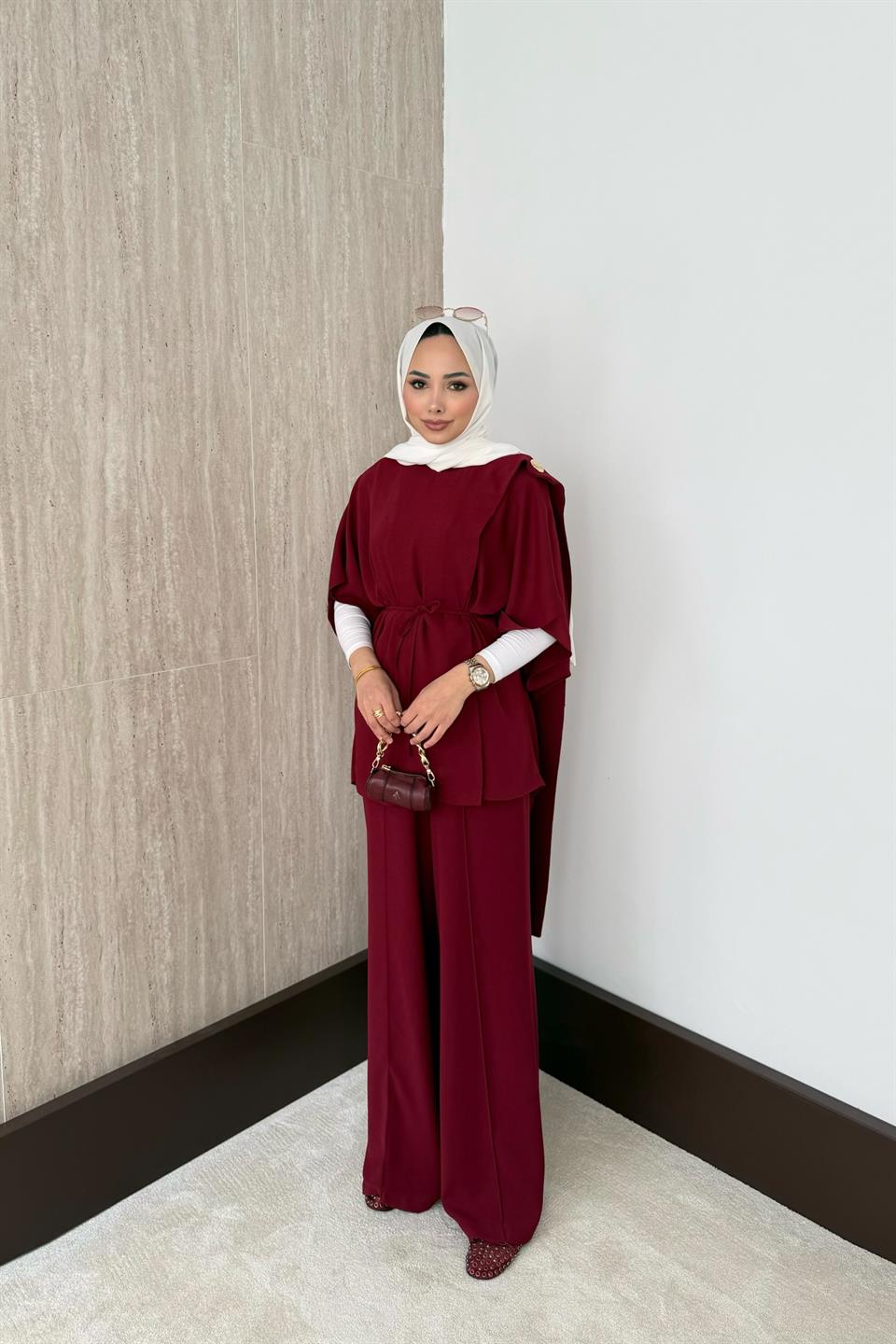 Apoletli Pantolonlu Takım - Bordo
