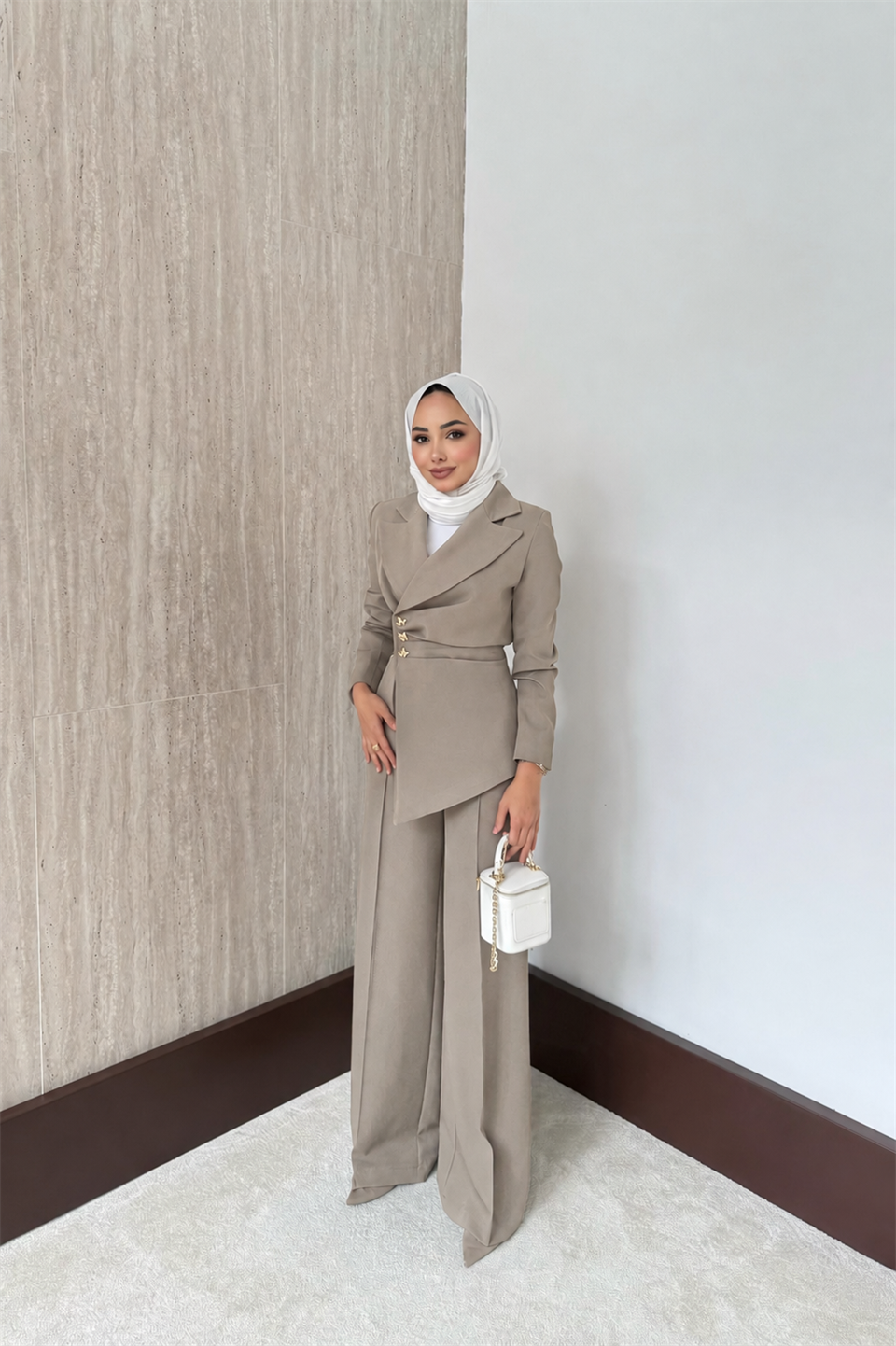Asimetrik Blazer Ceketli Takım - Mint