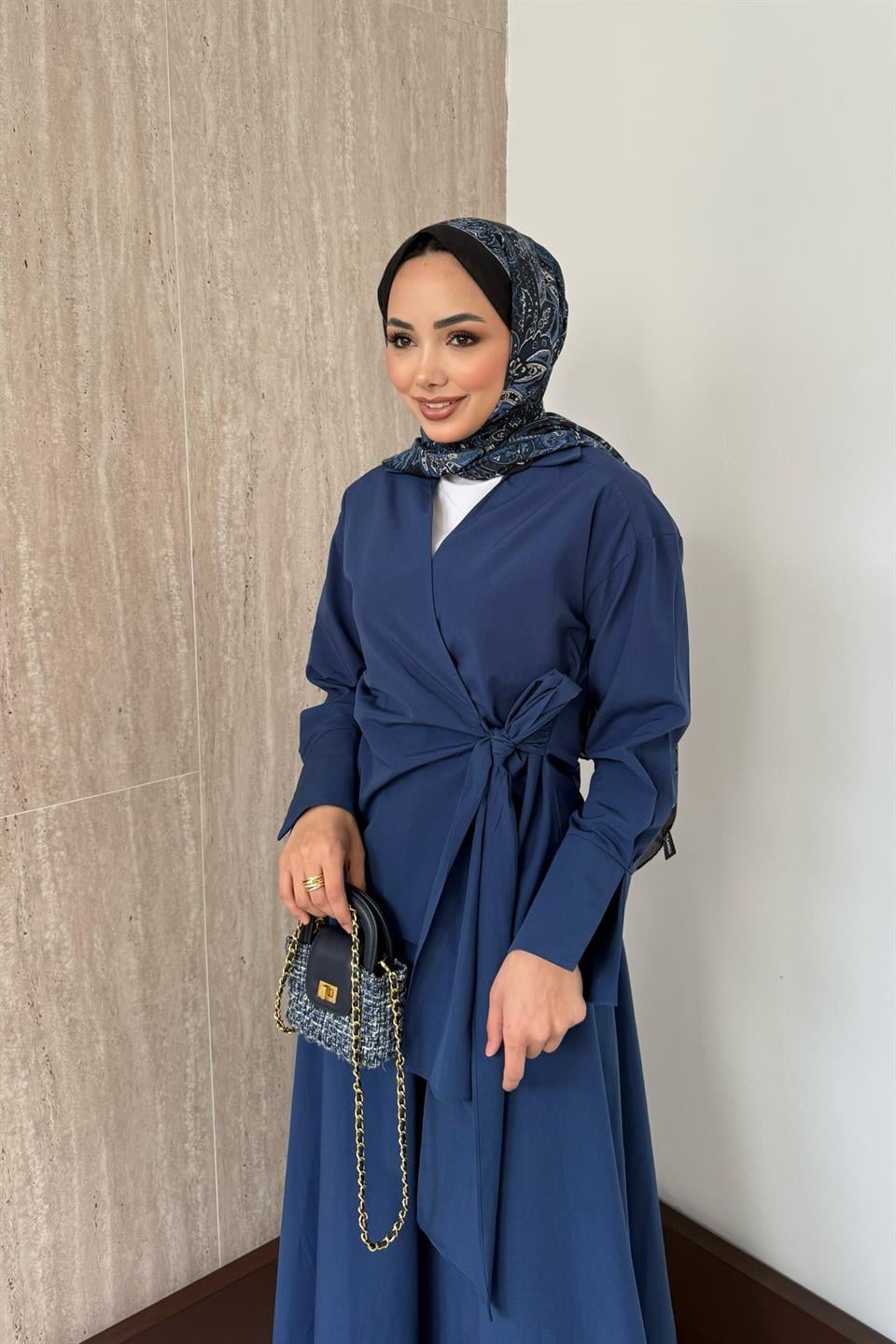 Bağlamalı Etekli Takım - Lacivert