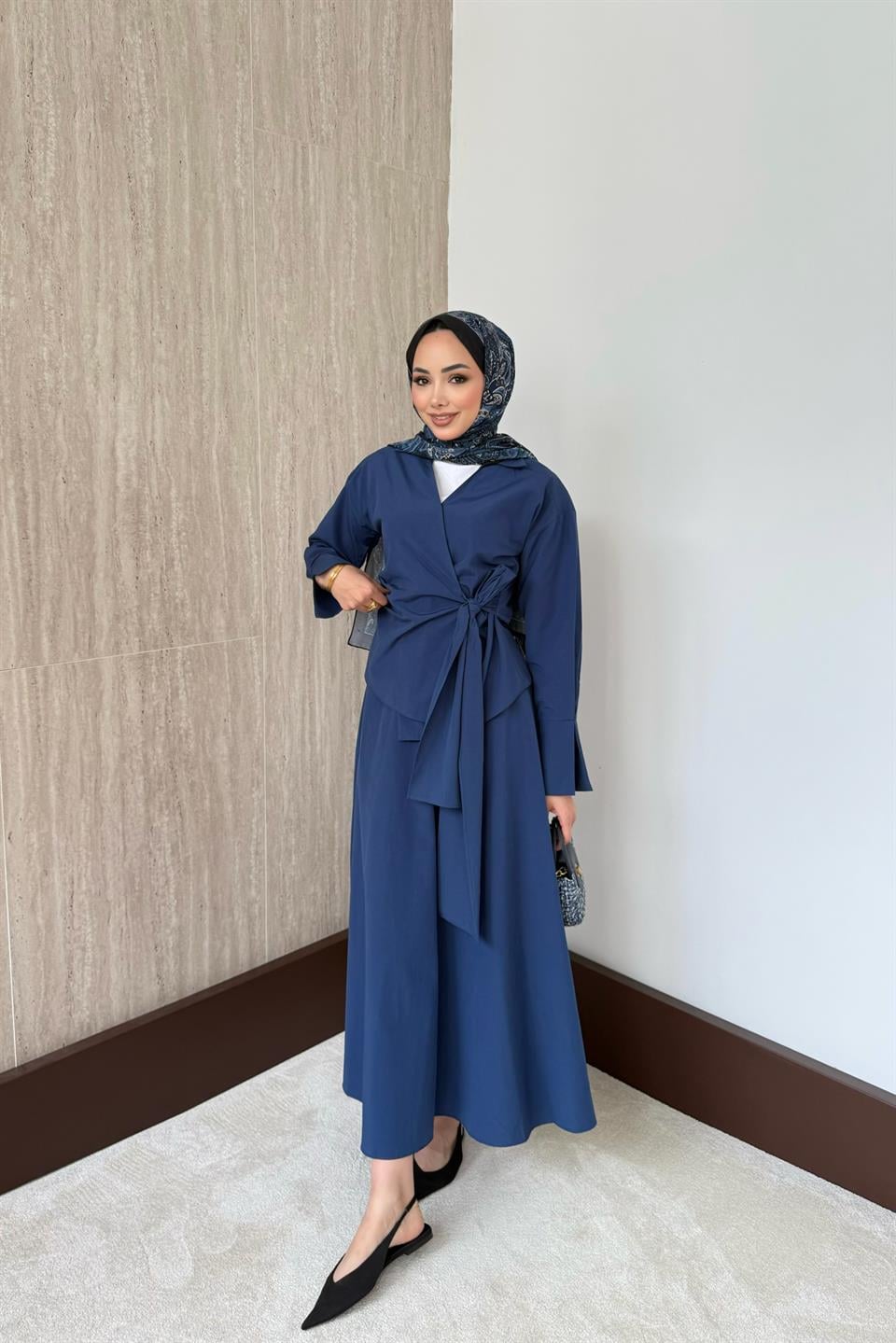 Bağlamalı Etekli Takım - Lacivert