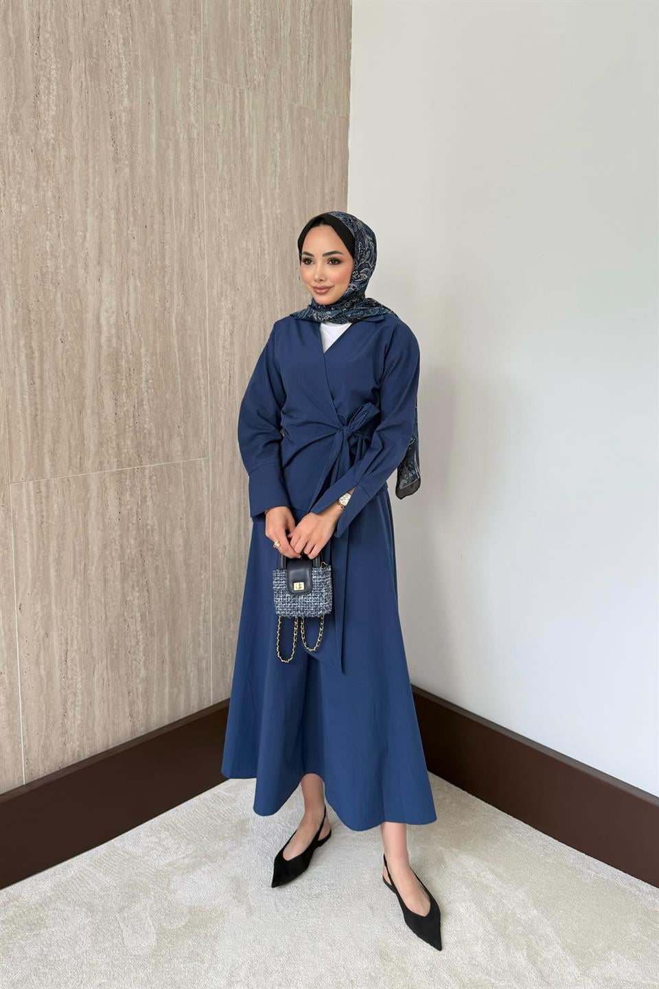 Bağlamalı Etekli Takım - Lacivert