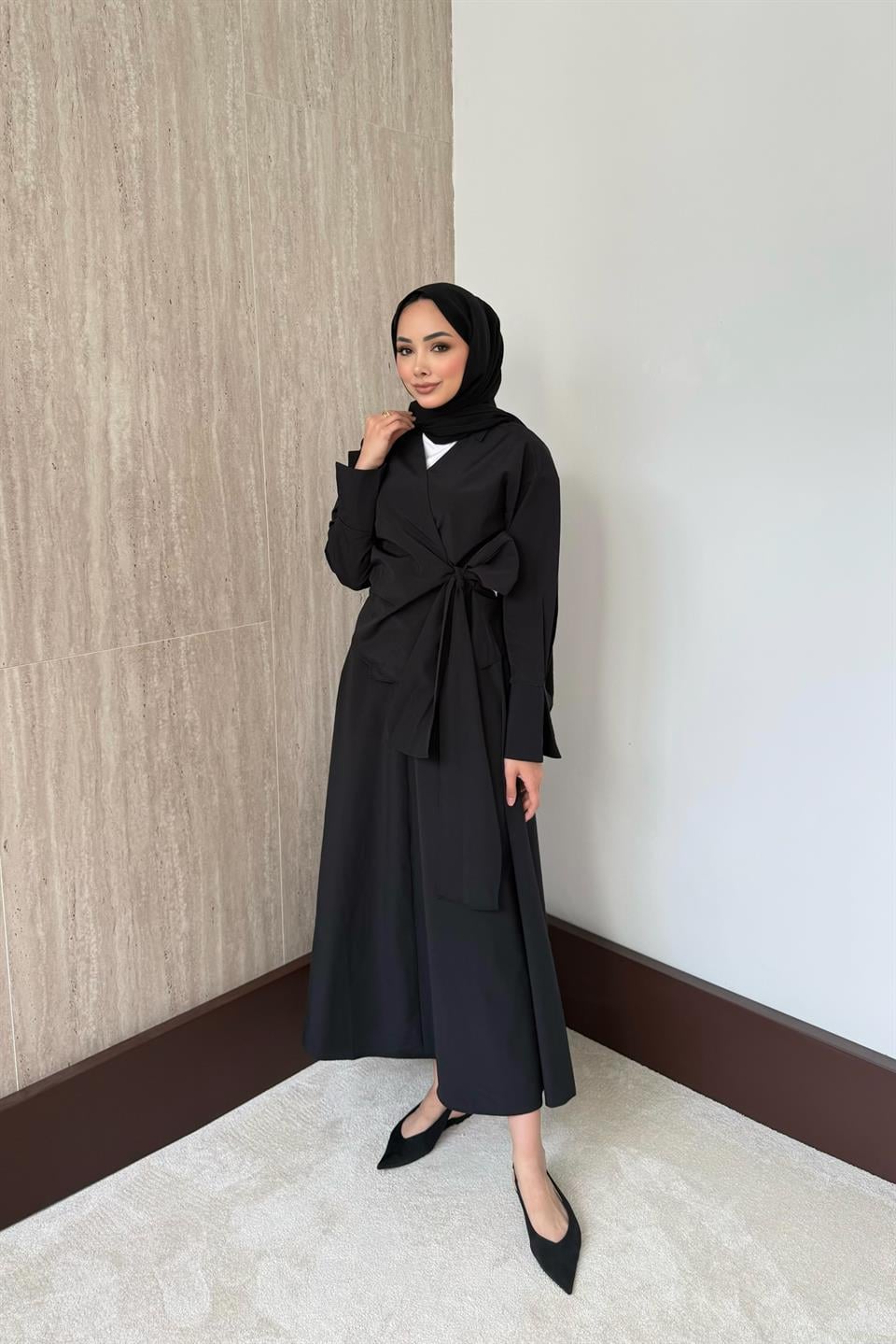 Bağlamalı Etekli Takım - Siyah