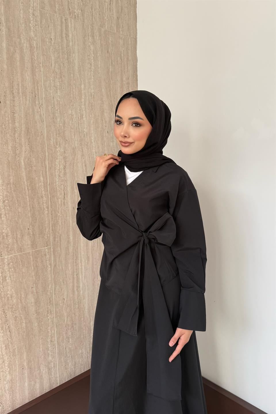 Bağlamalı Etekli Takım - Siyah