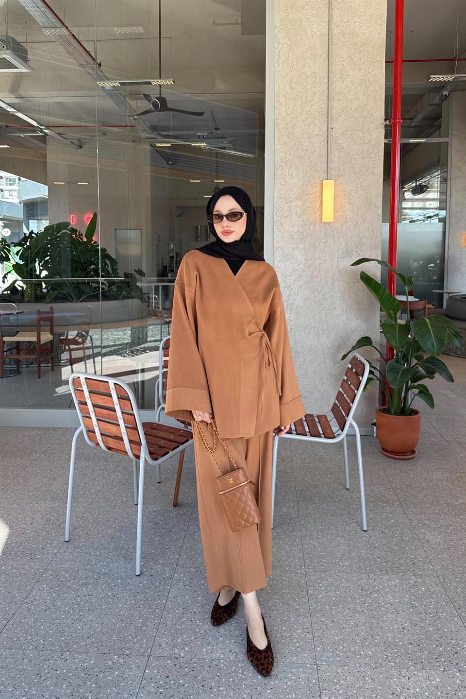 Bağlamalı Kaşe Takım - Camel