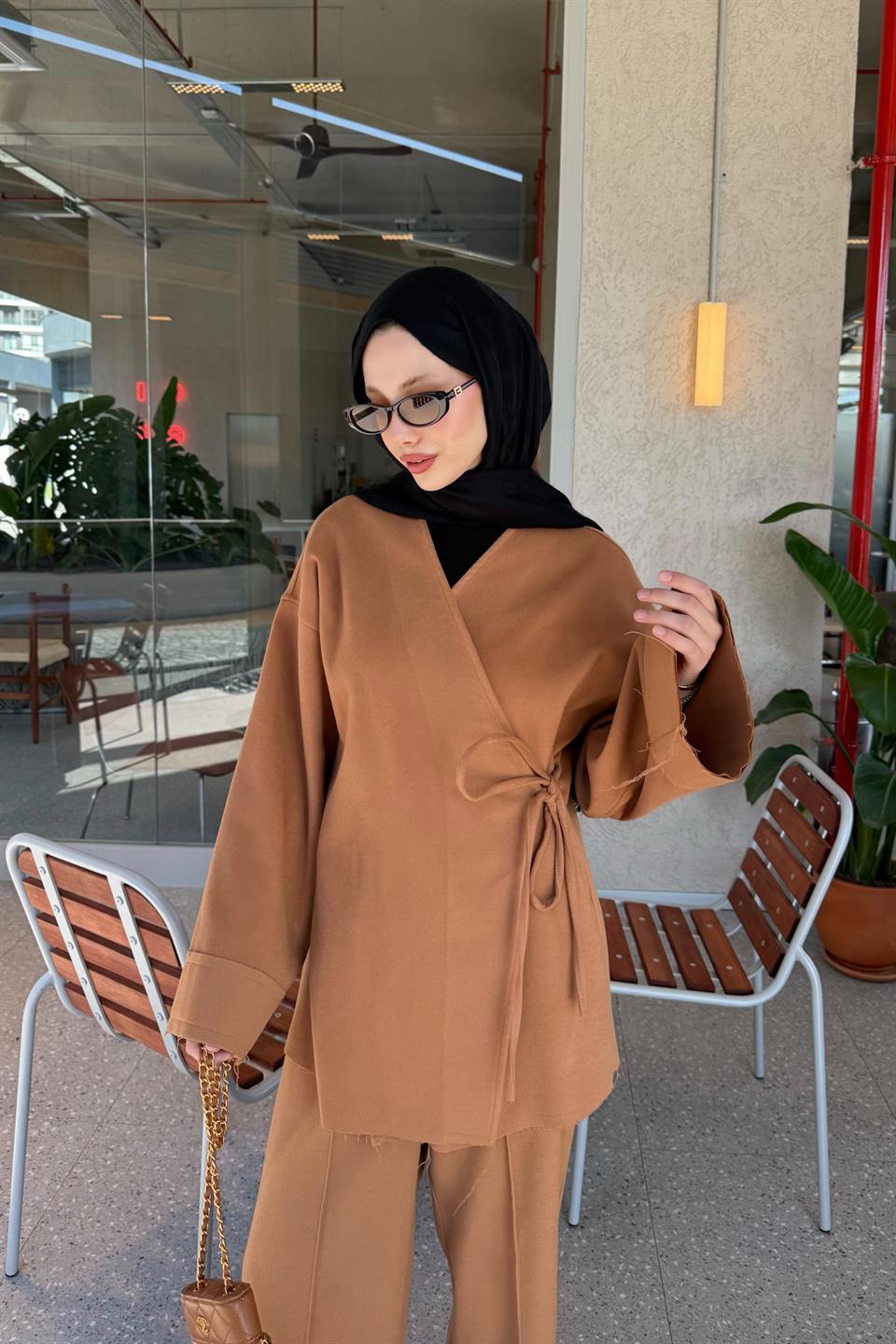 Bağlamalı Kaşe Takım - Camel