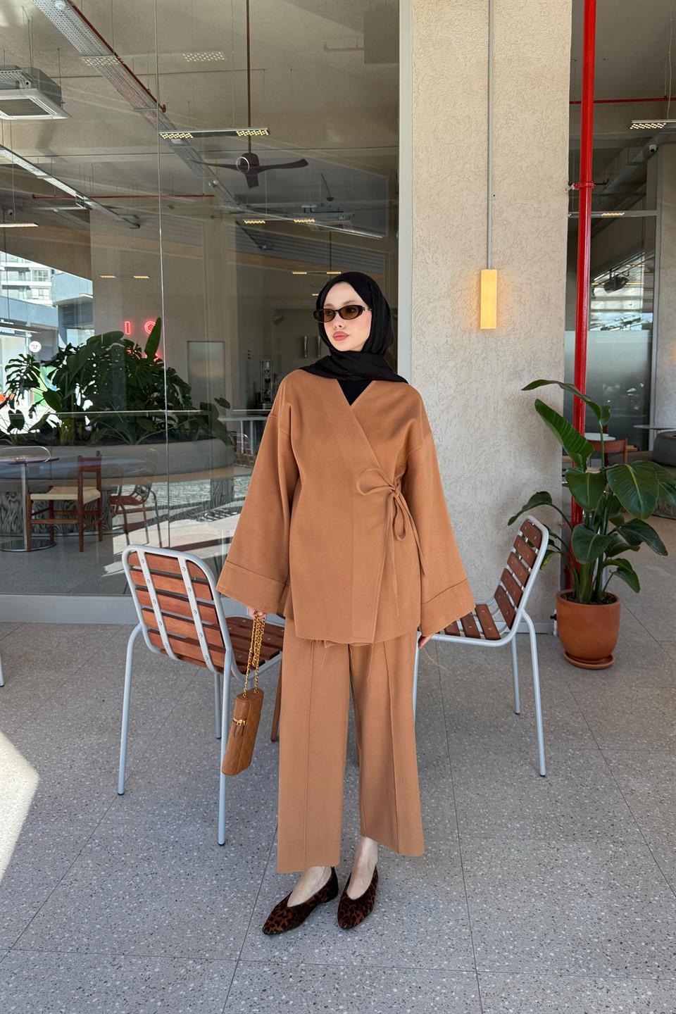 Bağlamalı Kaşe Takım - Camel