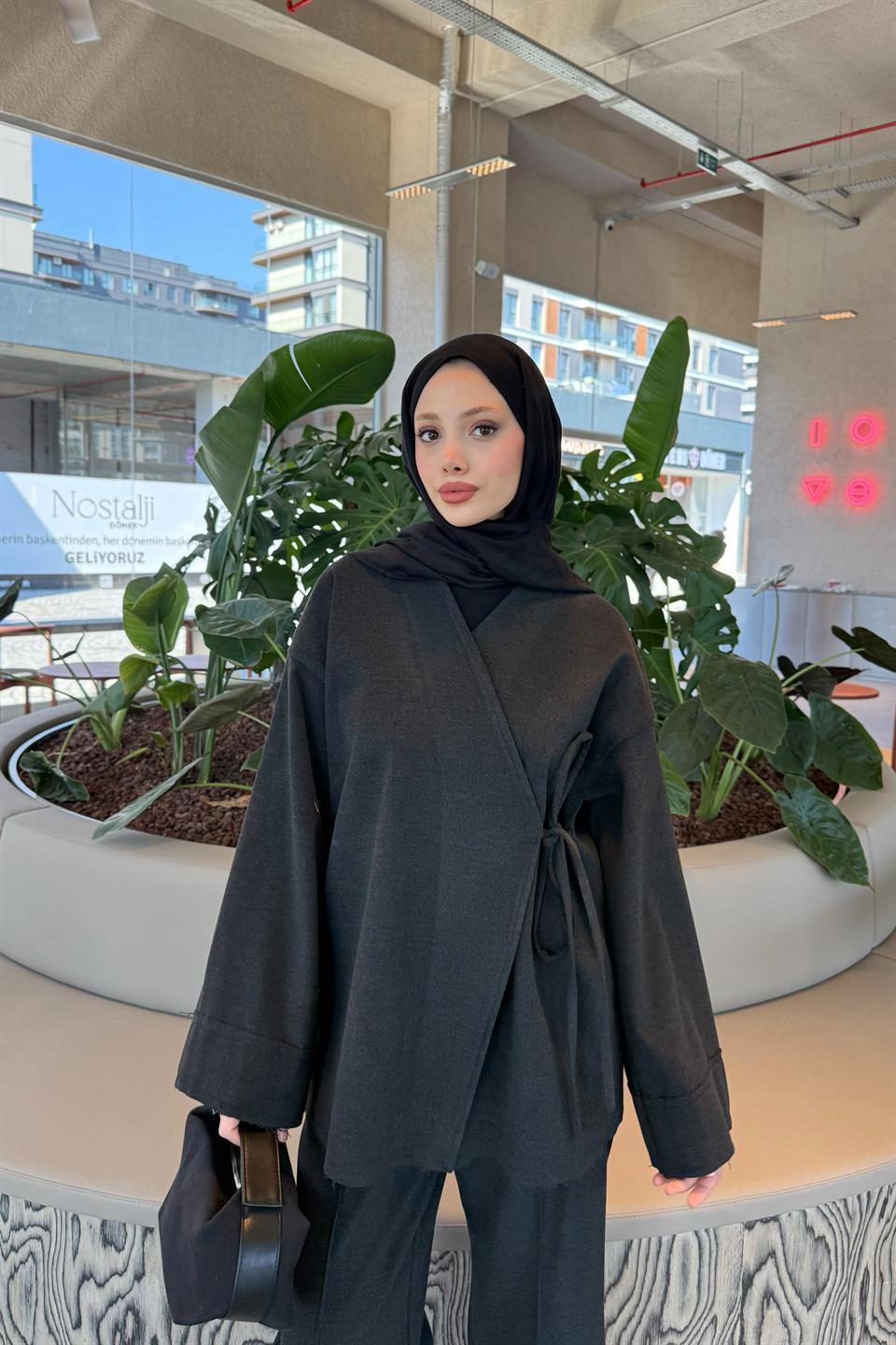 Bağlamalı Kaşe Takım - Siyah