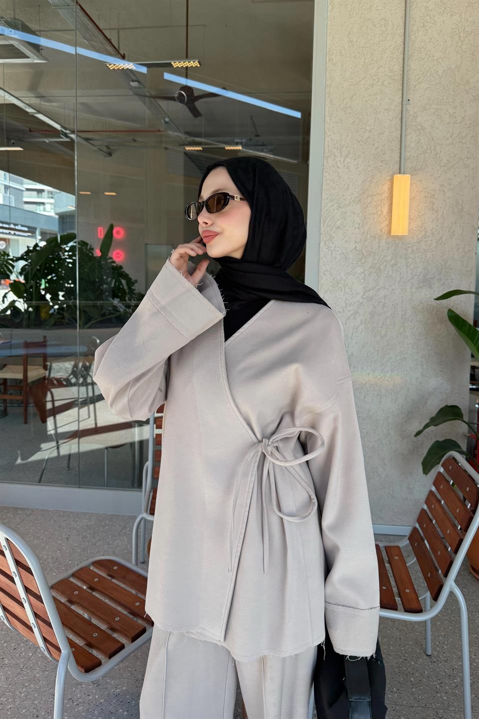 Bağlamalı Kaşe Takım - Taş