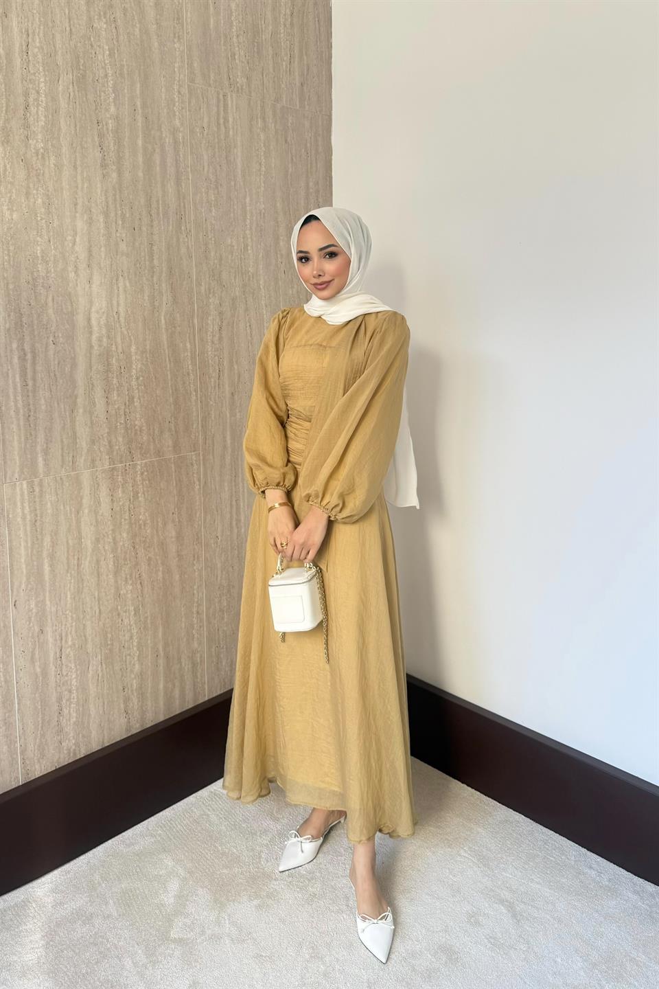 Belden Oturtmalı Elbise - Haki