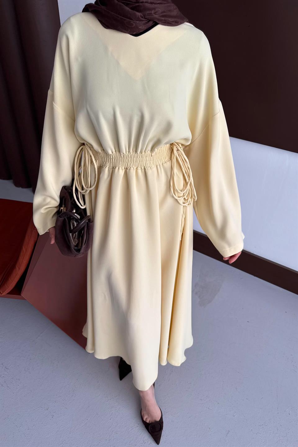 Elastic Waist Dress - Yellow