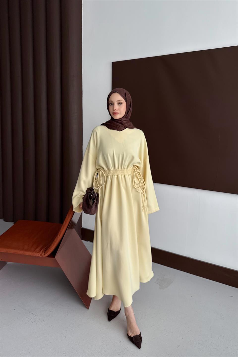 Elastic Waist Dress - Yellow