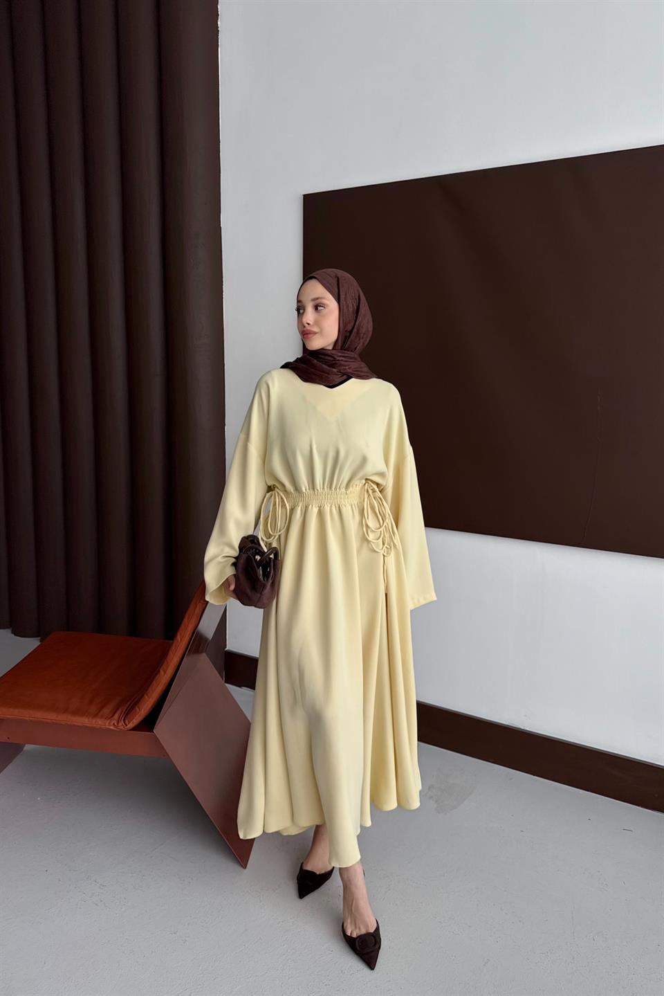 Elastic Waist Dress - Yellow