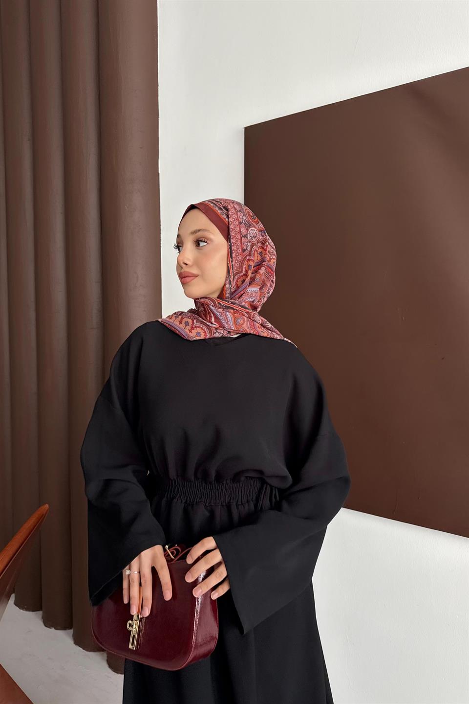 Elastic Waist Dress - Black