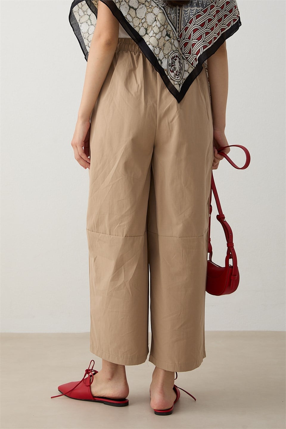 Beli Lastikli Paraşüt Pantolon - Camel