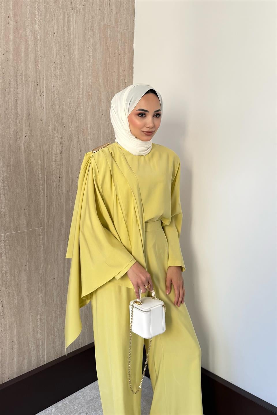 Bloom Modal Pantolonlu Takım - Yağ Yeşili