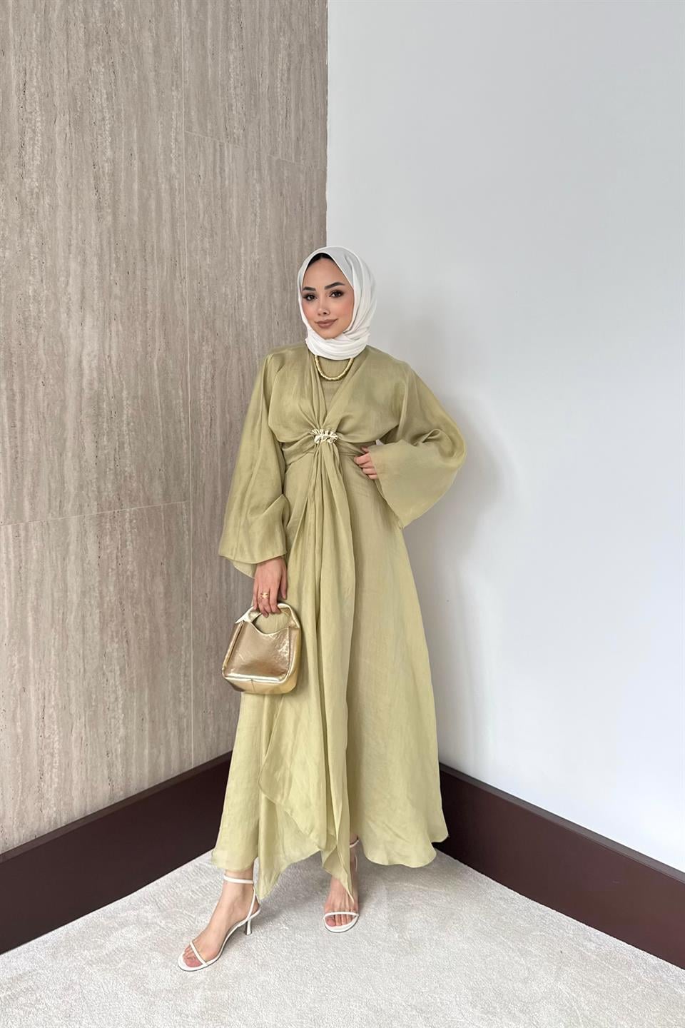 Bolerolu Vual Elbise - Çağla