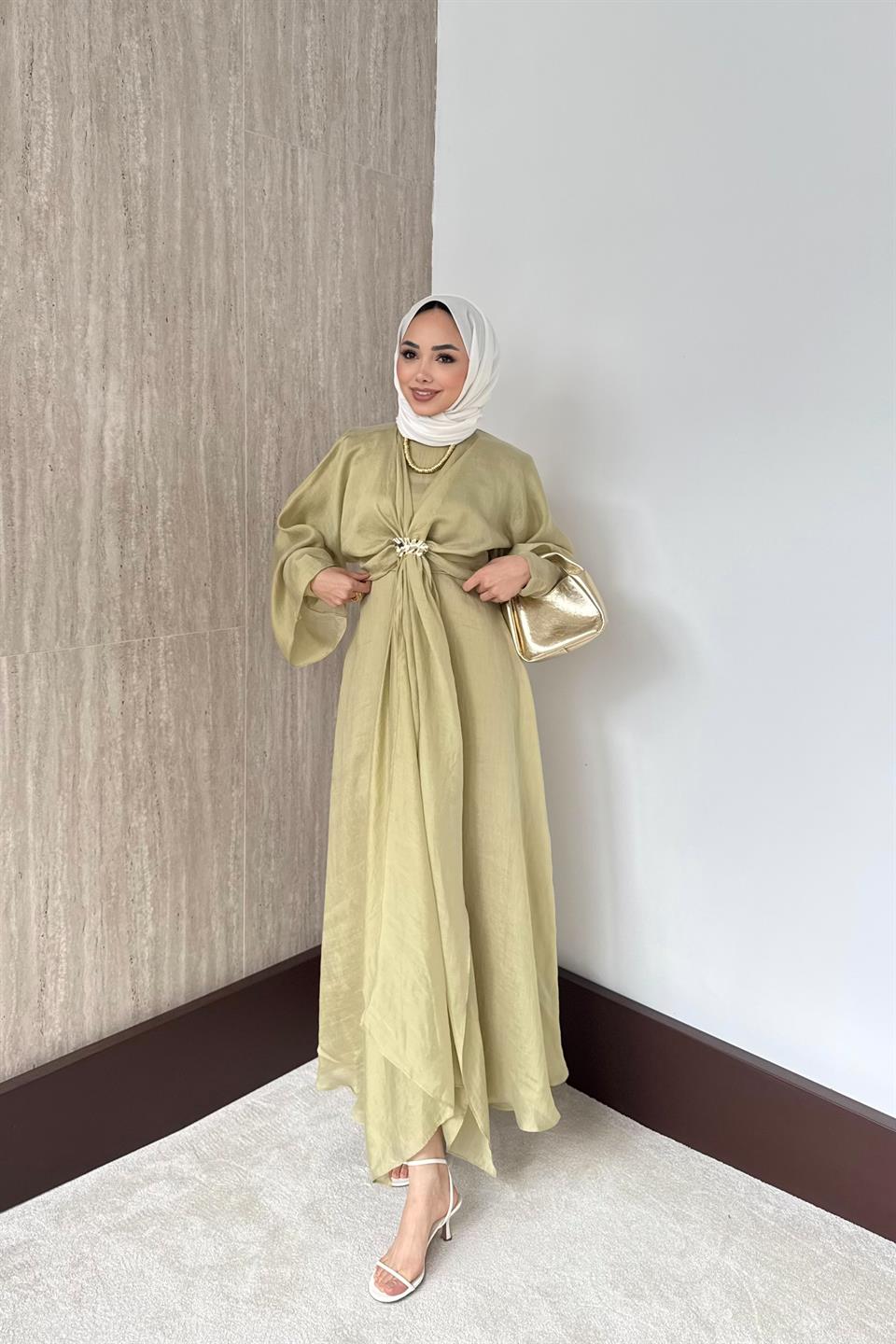 Bolerolu Vual Elbise - Çağla