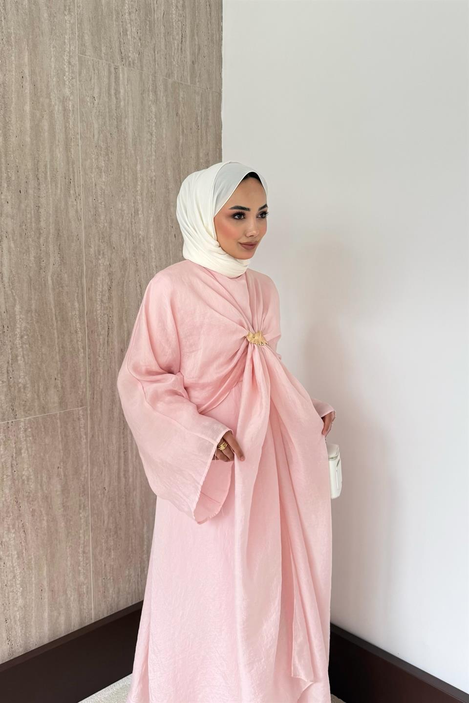Bolerolu Vual Elbise - Pembe
