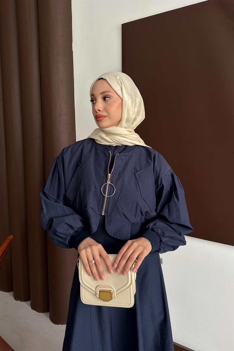 Bomber Jacket Dress - Navy blue