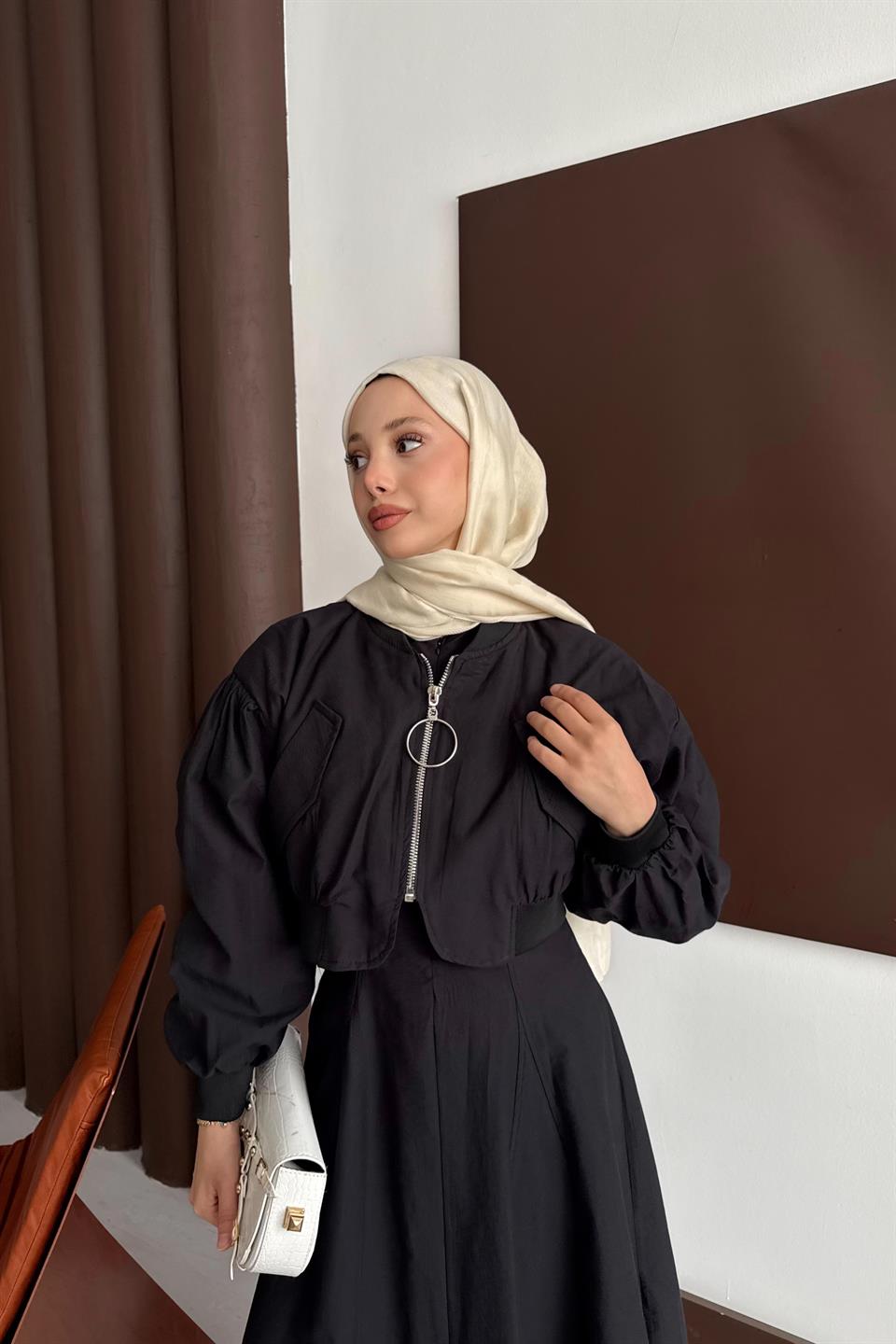 Bomber Jacket Dress - Black