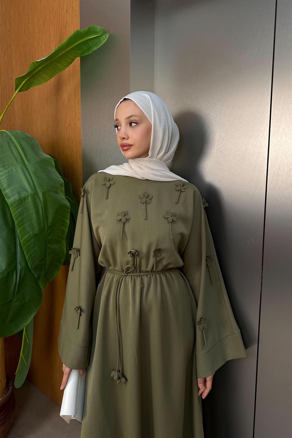 Flower Detailed Dress - Green