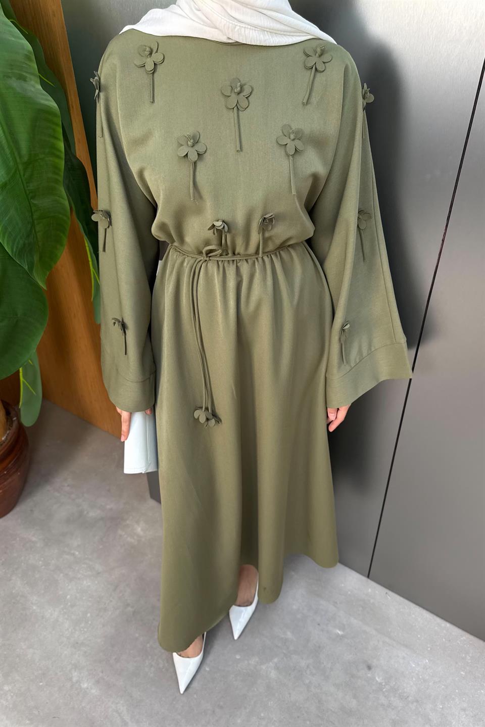 Flower Detailed Dress - Green