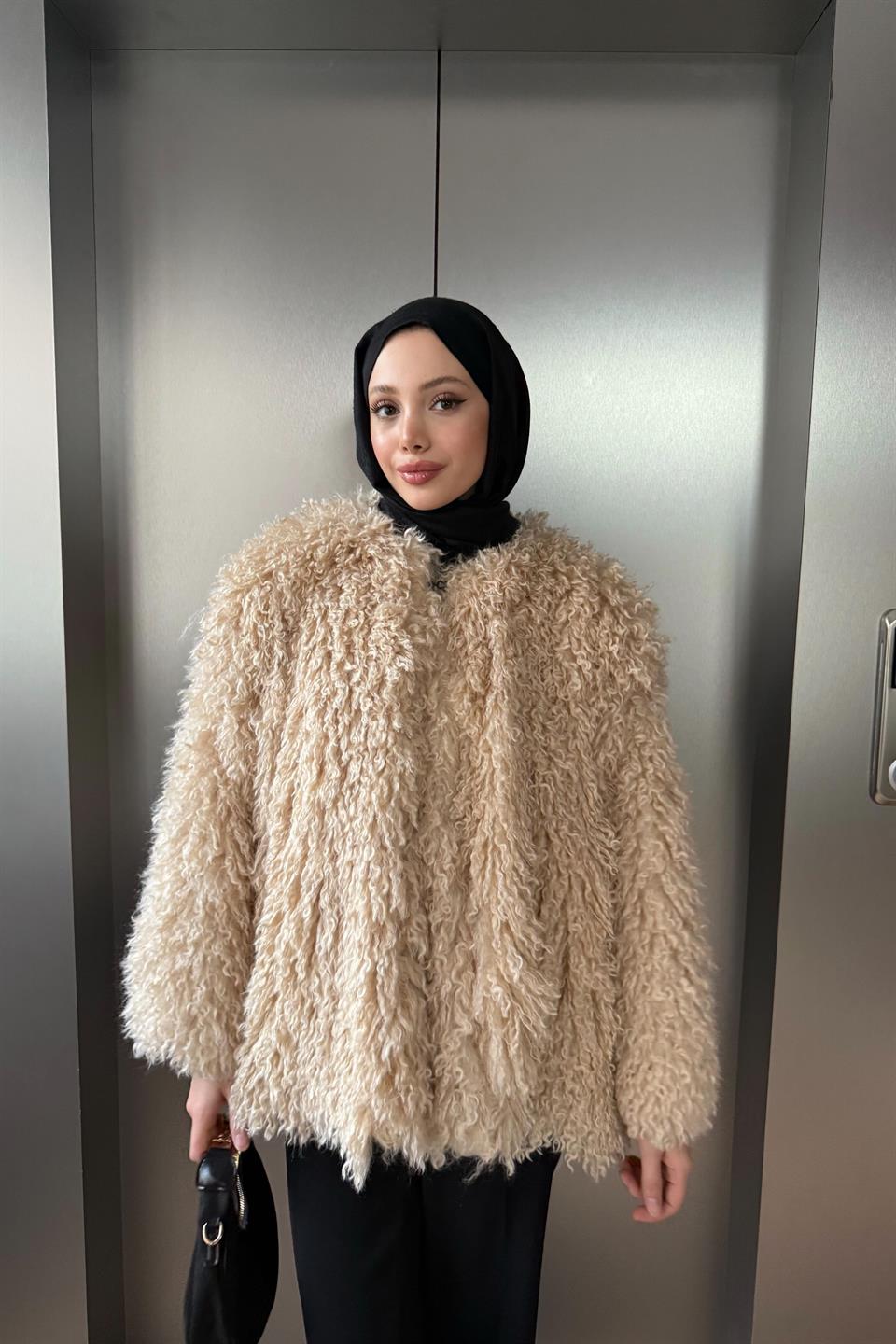 Curly Peluş Kaban - Bej