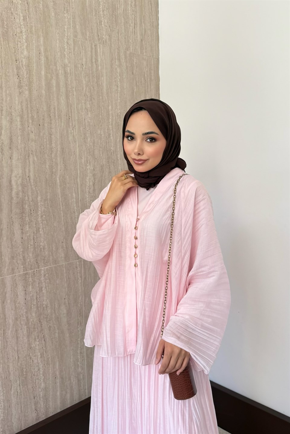 Daisy Kraşlı Etekli Takım - Pembe