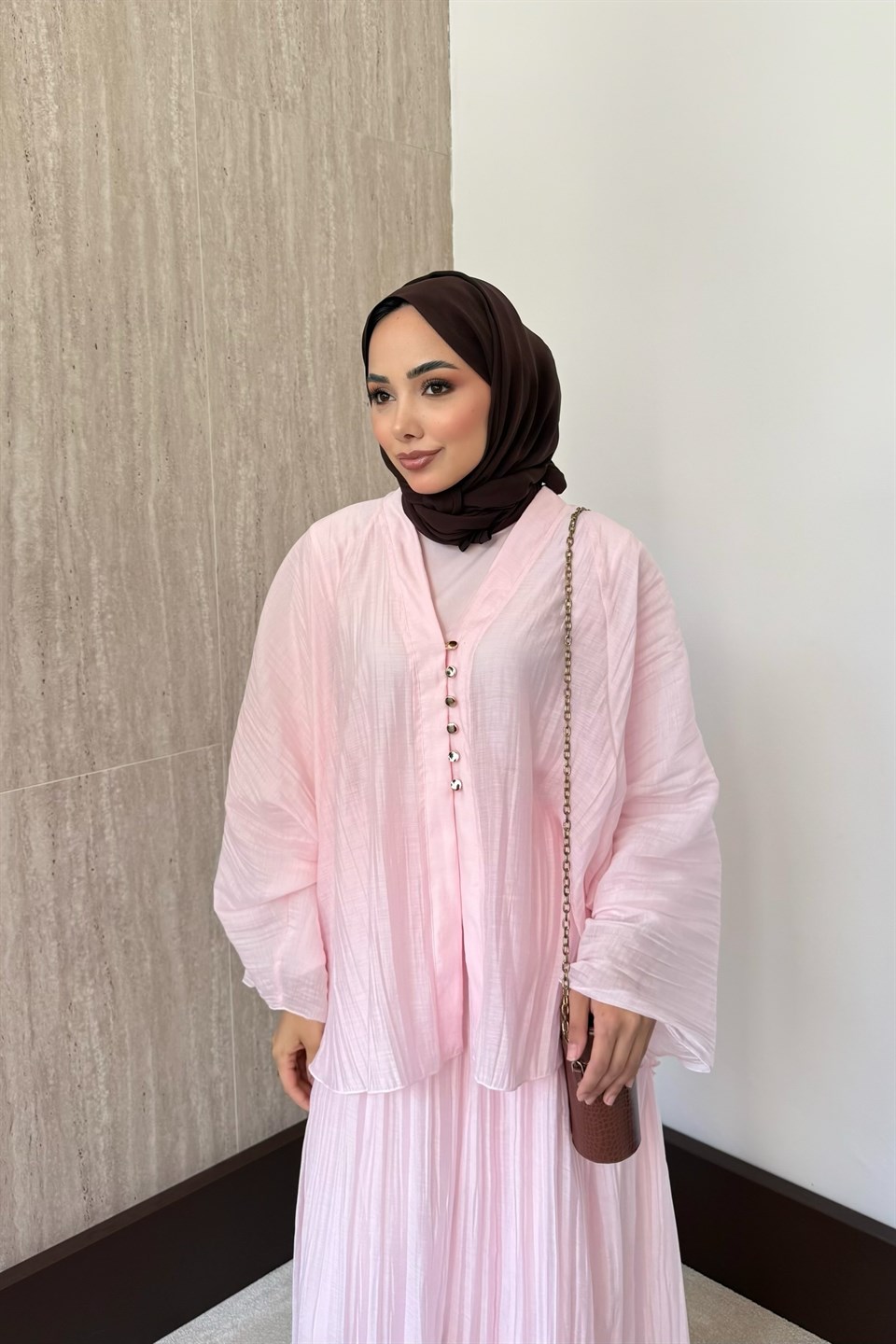 Daisy Kraşlı Etekli Takım - Pembe