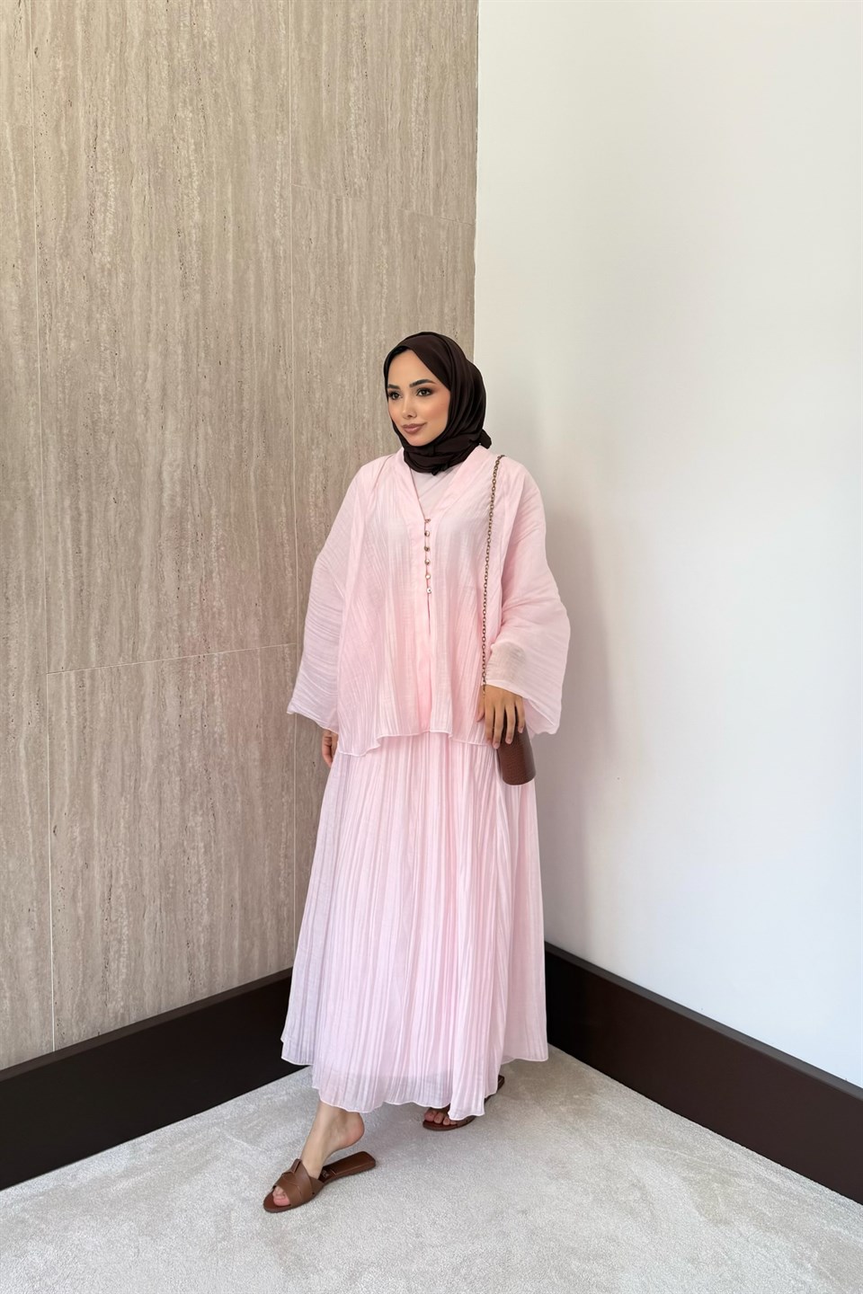 Daisy Kraşlı Etekli Takım - Pembe