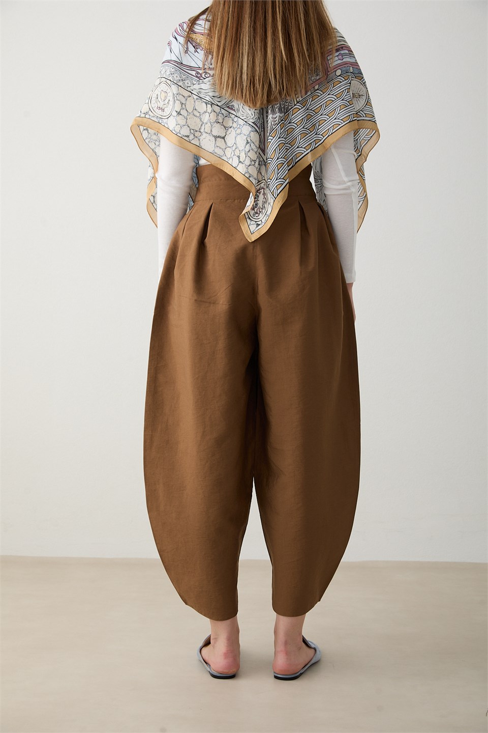 Düğmeli Balon Pantolon - Taba