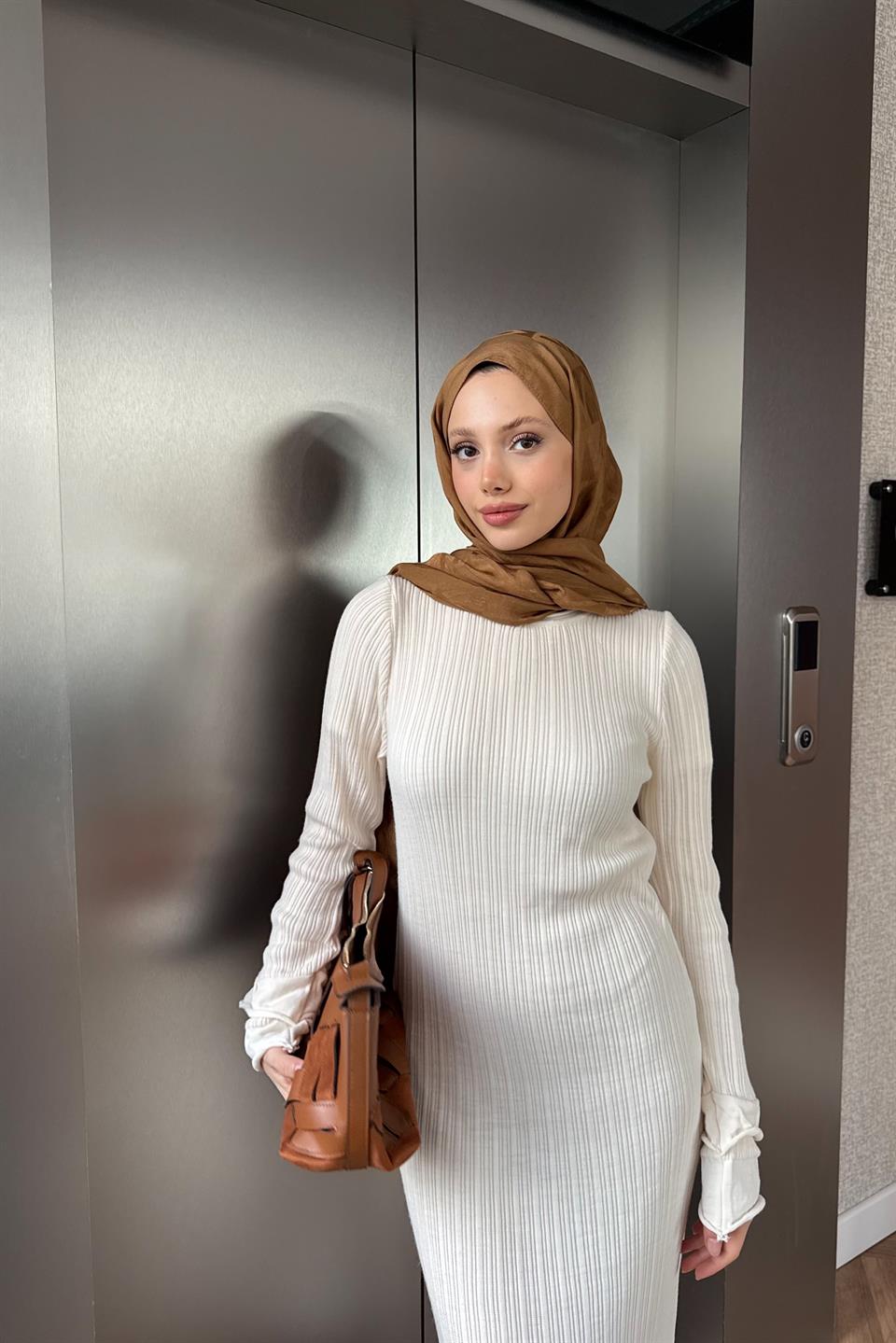 Ruffle Knit Dress - White 