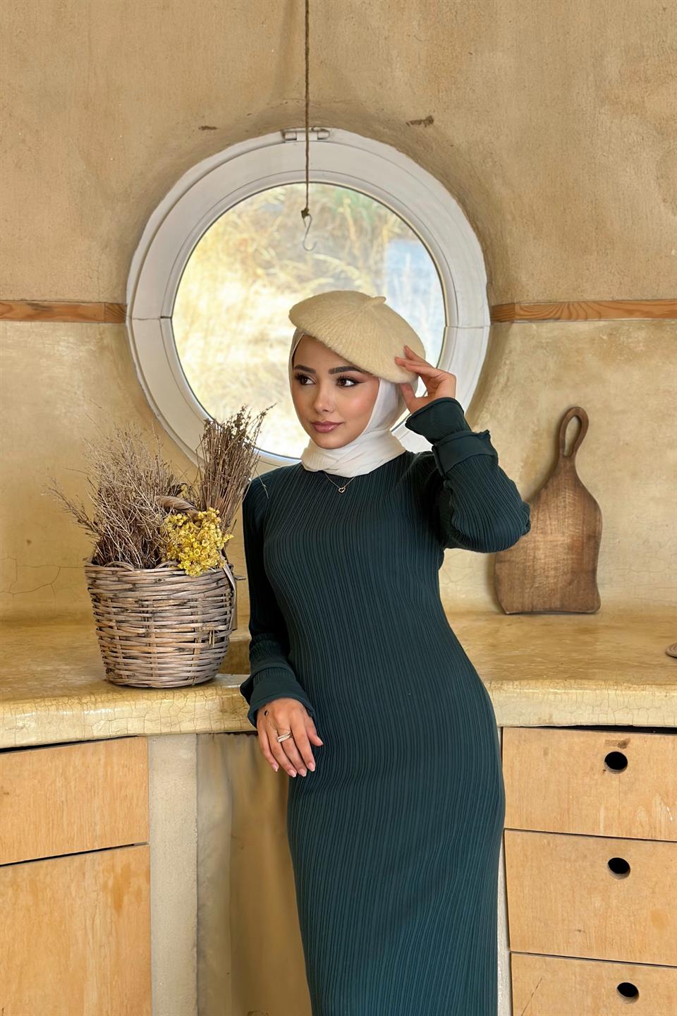 NERY TRİKO ELBİSE - PETROL 