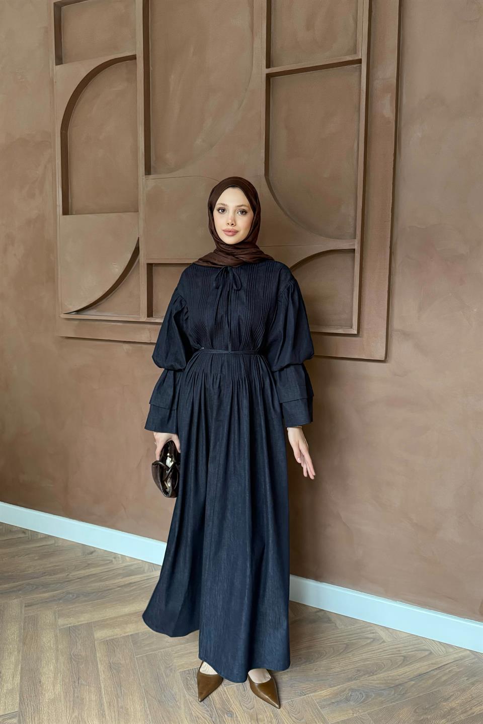 Ruffled Flounce Sleeve Dress - Blue